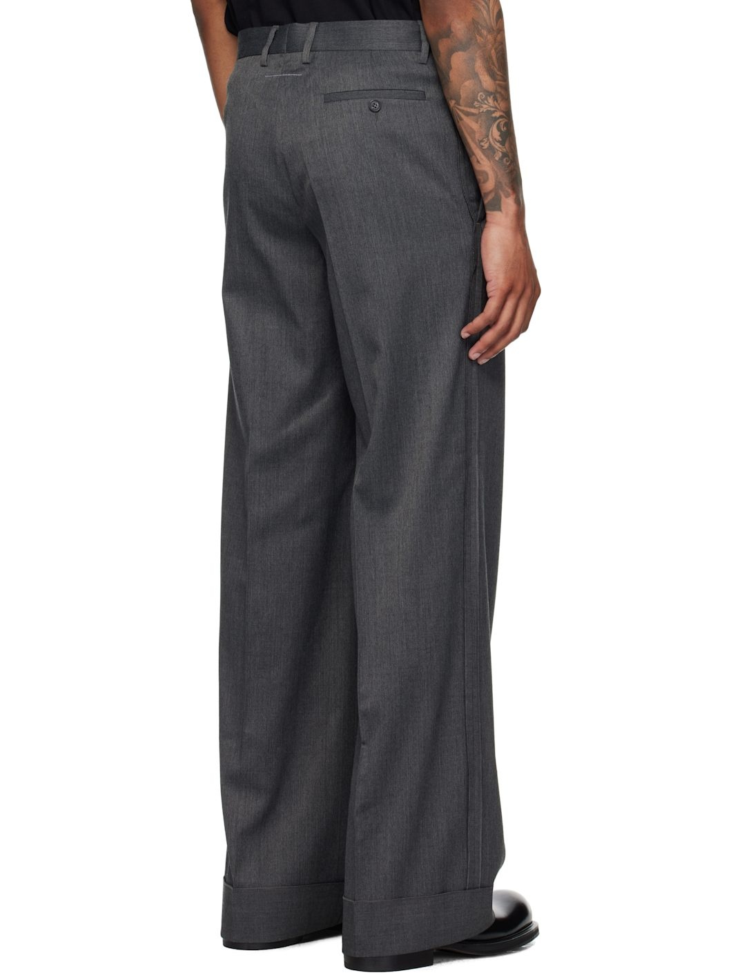 Gray Rolled Cuff Trousers - 3