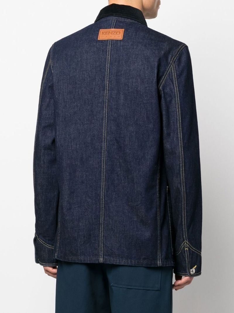 embroidered-flower detail denim jacket - 4