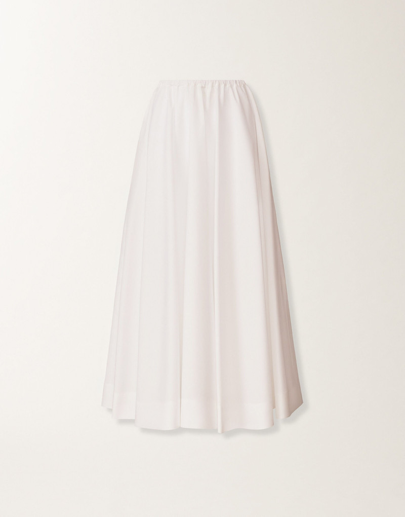Wide skirt in optic white poplin 1