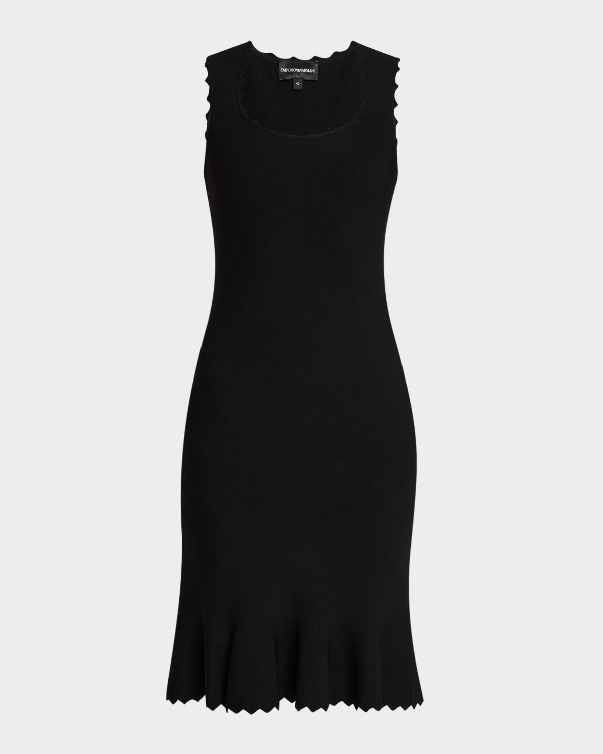 EMPORIO ARMANI Sleeveless Scalloped Stretch Milano Dress
