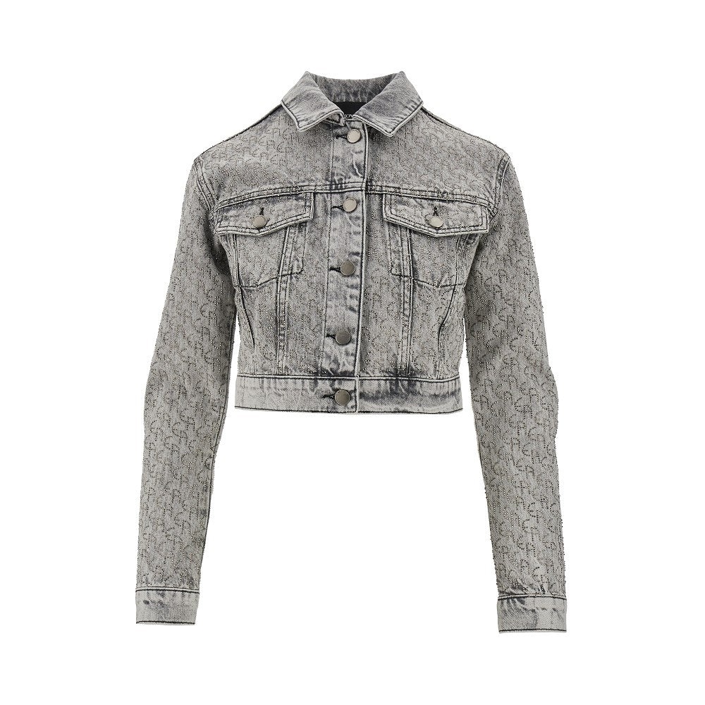 STRASS LOGO DENIM JACKET - 1