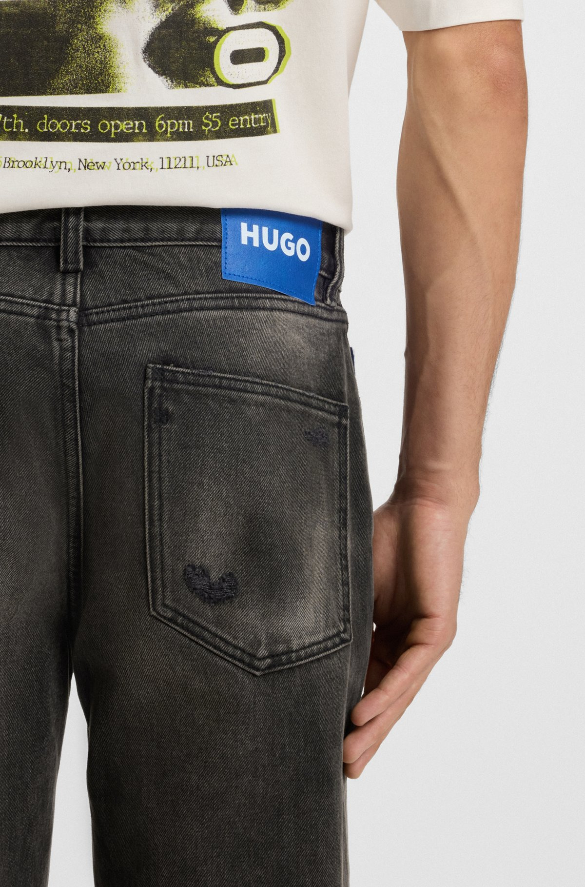 REGULAR-FIT JEANS IN DISTRESSED CANDIANI DENIM - 5