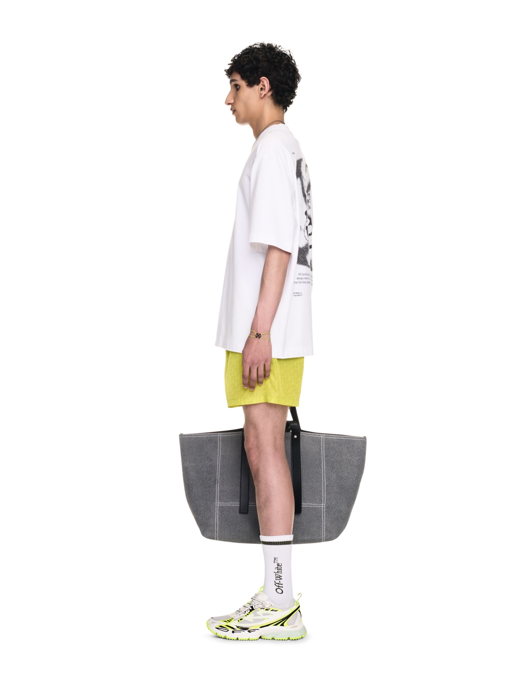 Yellow Off Stamp Allover Swimshorts - 3