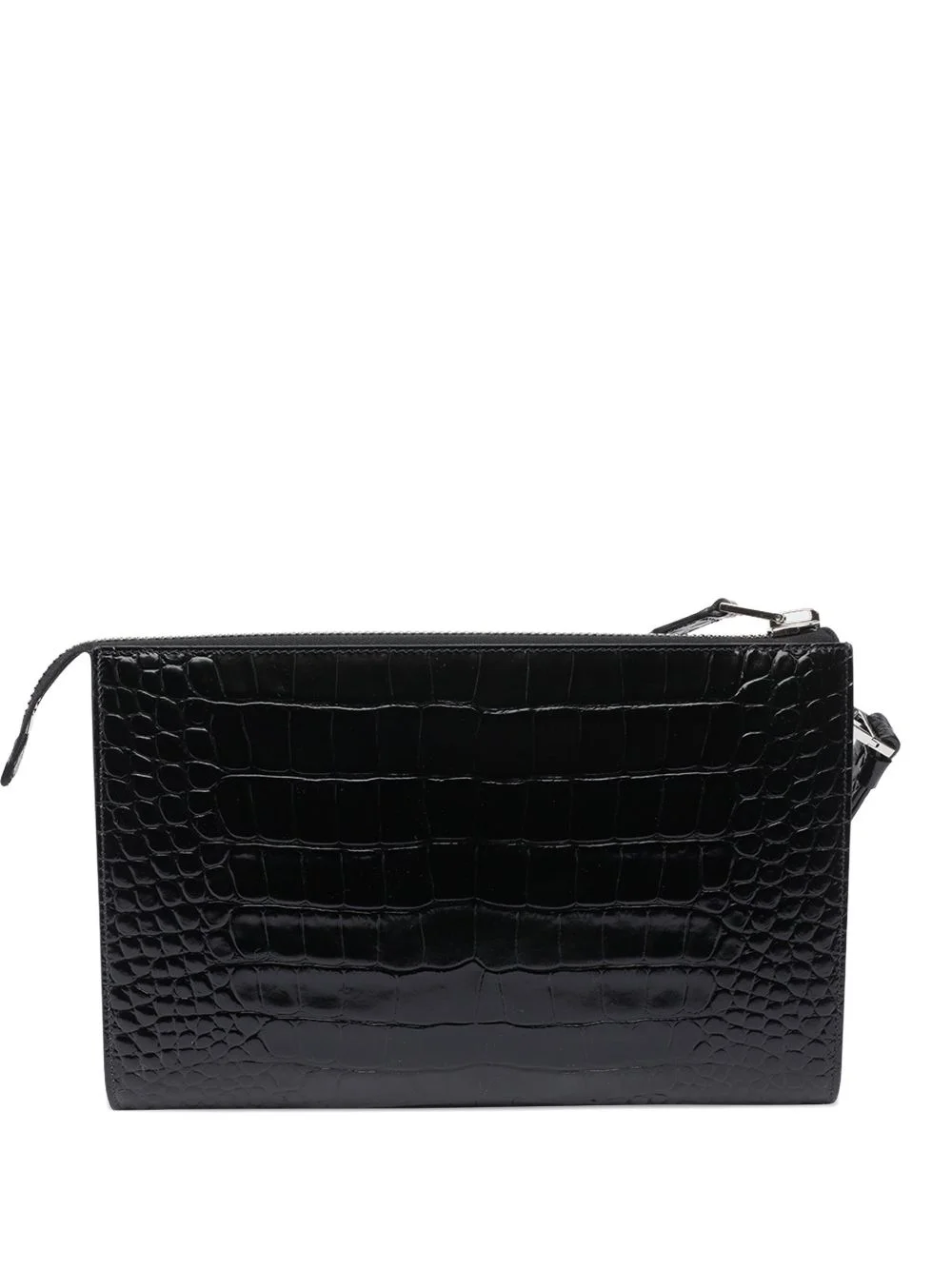 zip-fastening leather clutch bag - 1