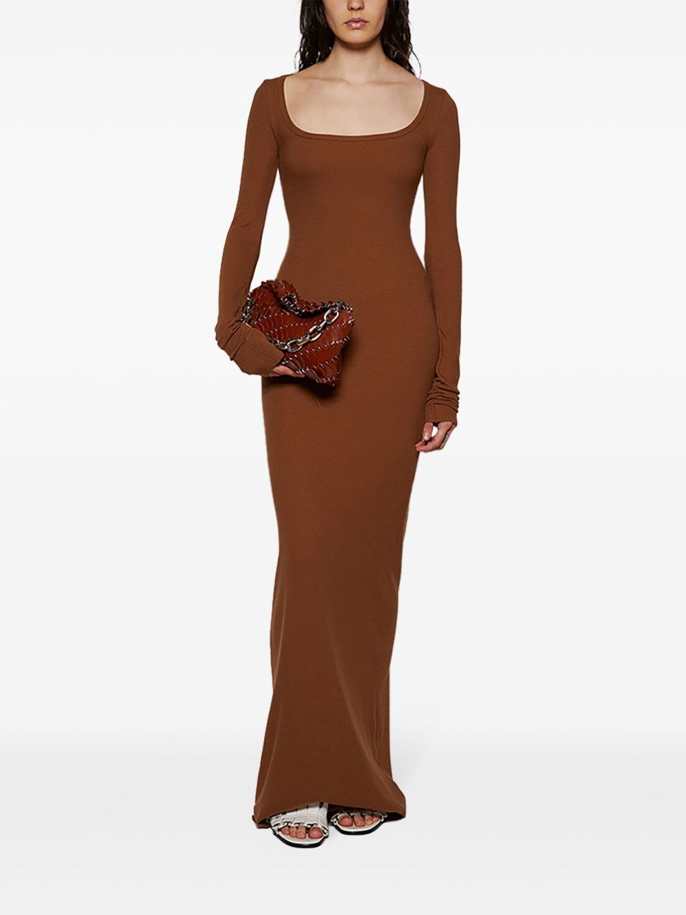 square-neck slim-fit maxi dress - 2