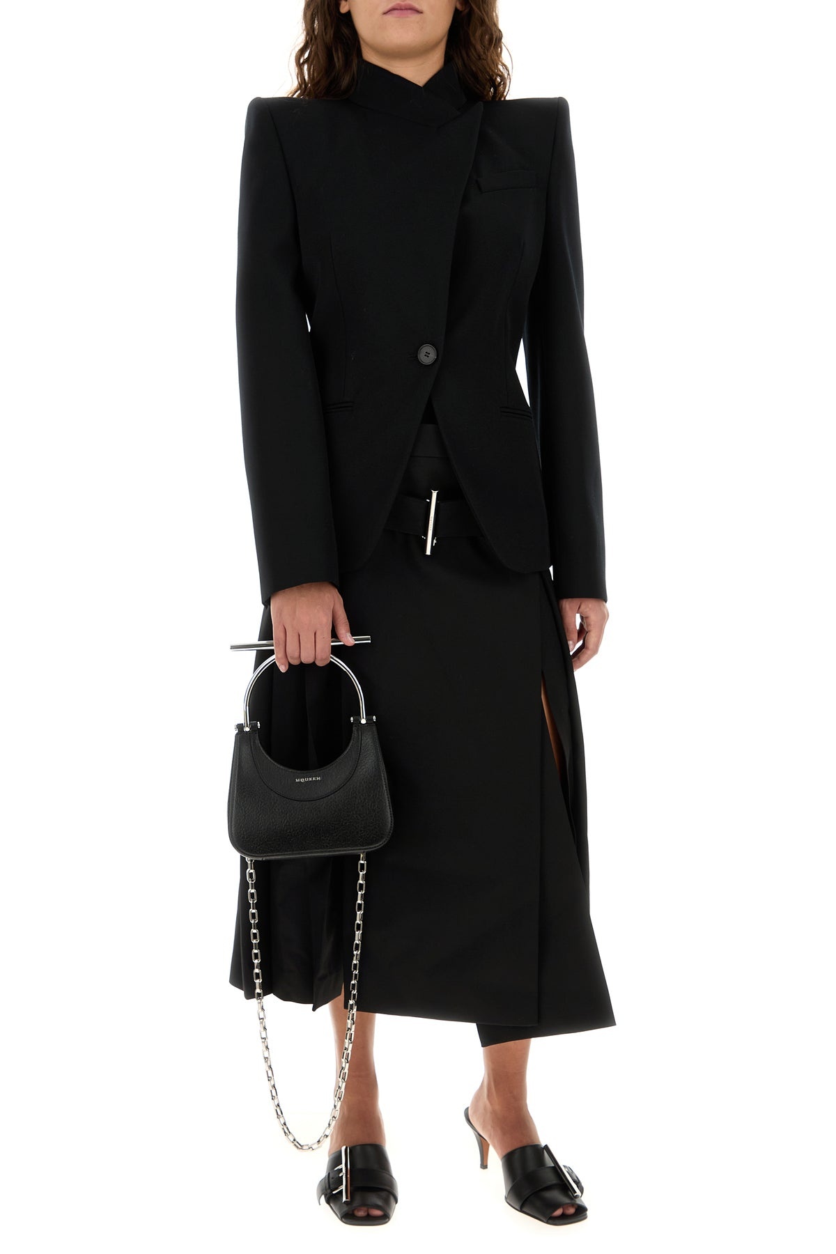 Black leather mini Cross-Bar handbag - 5