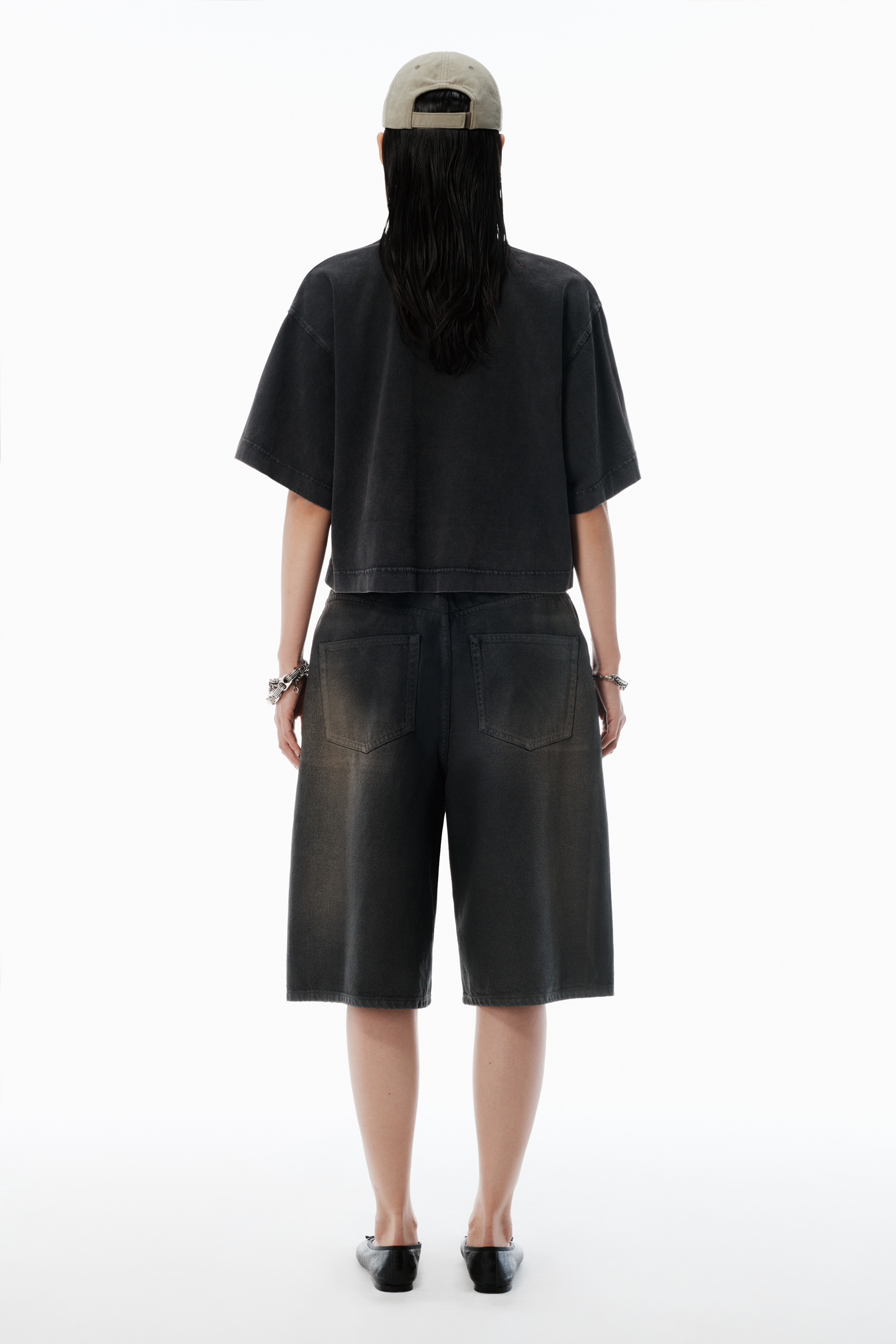 Black Logo Cropped Jersey Tee - 4