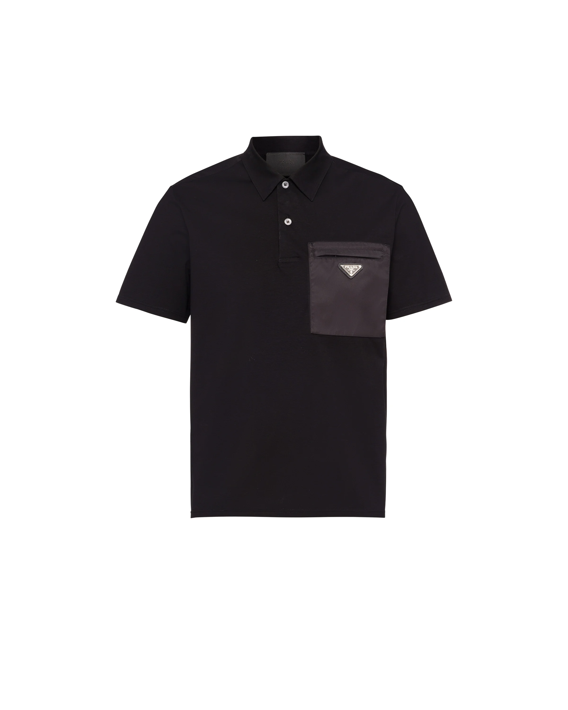 Stretch cotton polo shirt with Re-Nylon details - 1