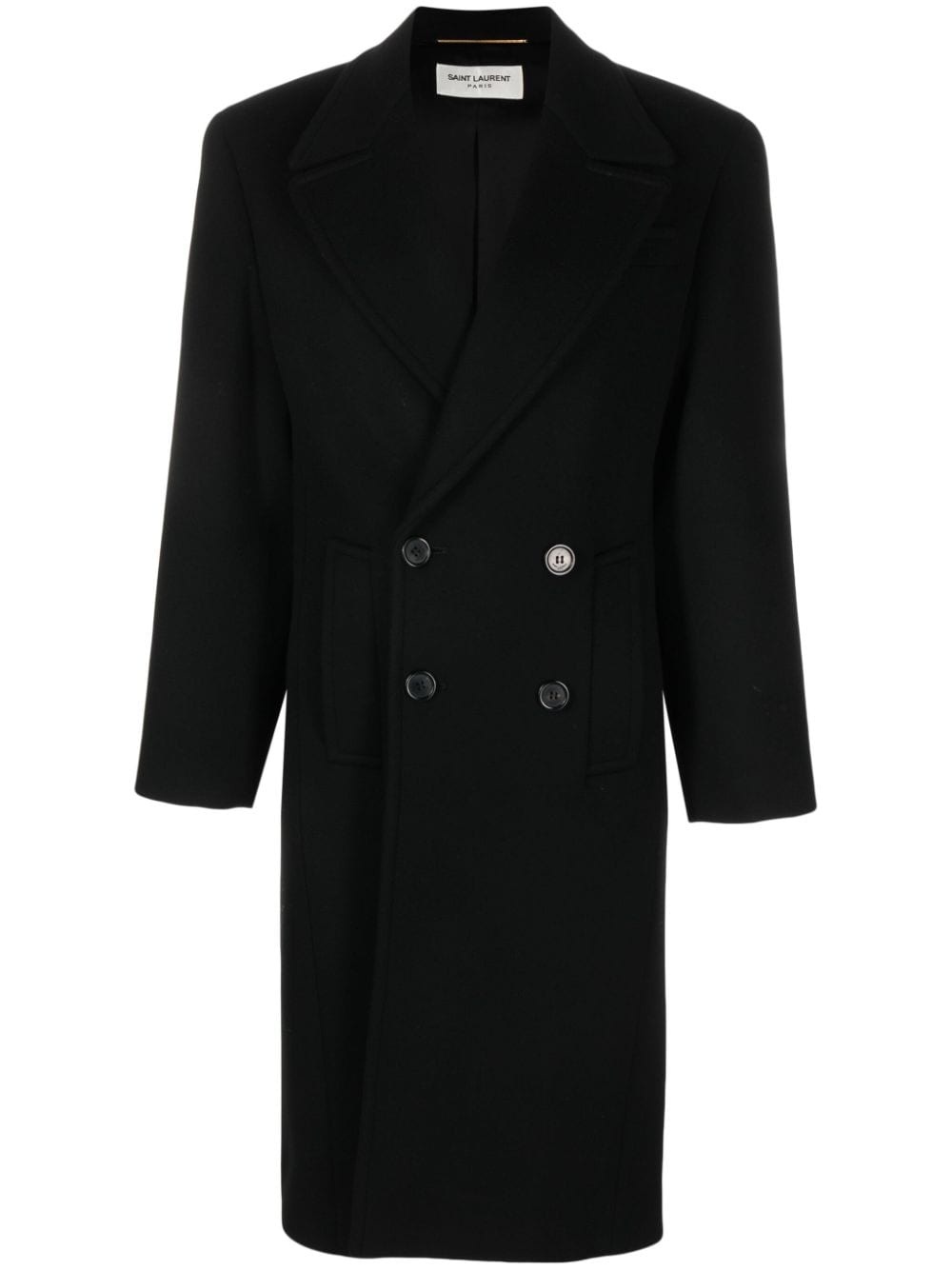 shoulder-pad double-breasted coat - 1