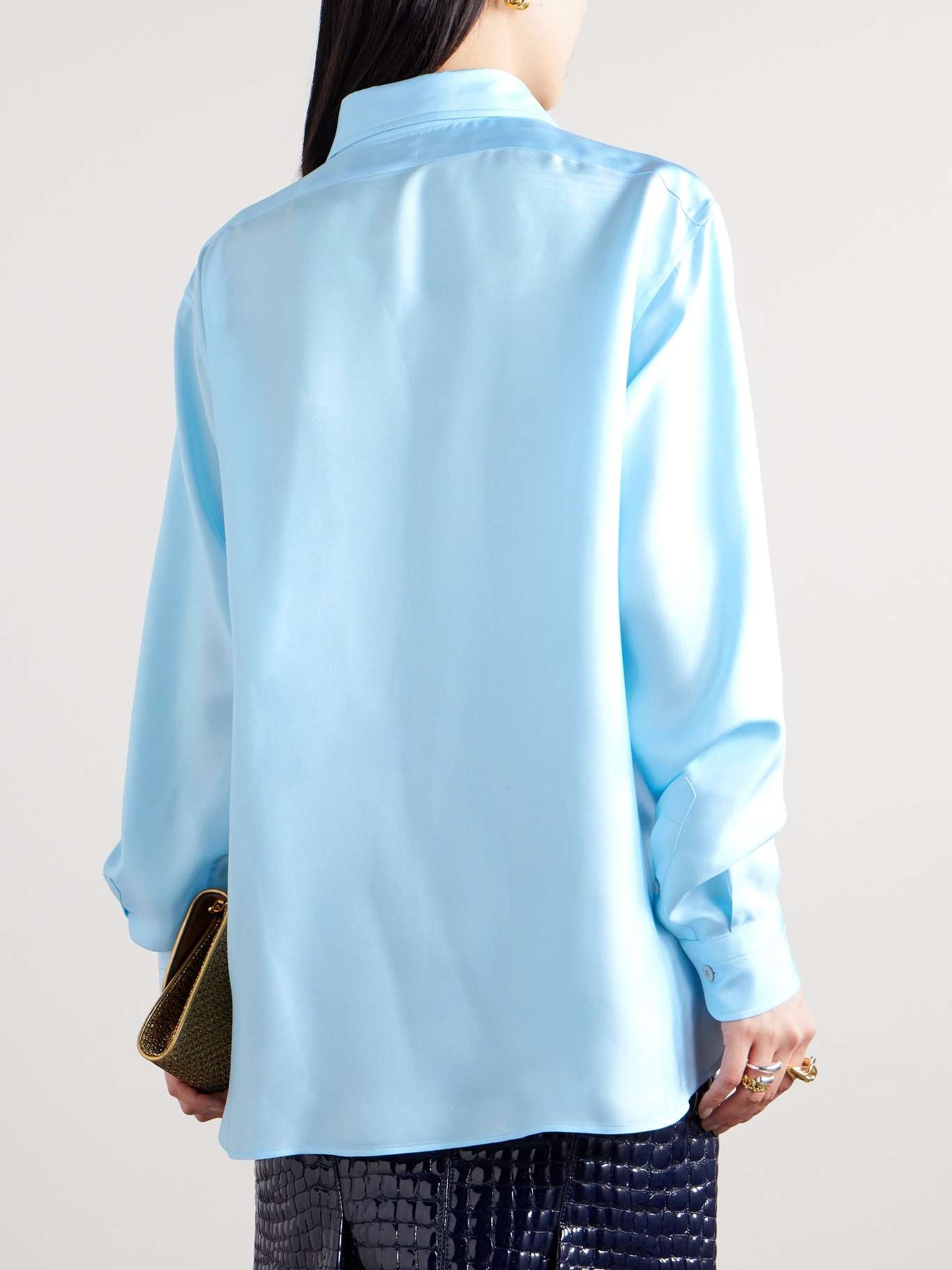 Pleated silk shirt - 4