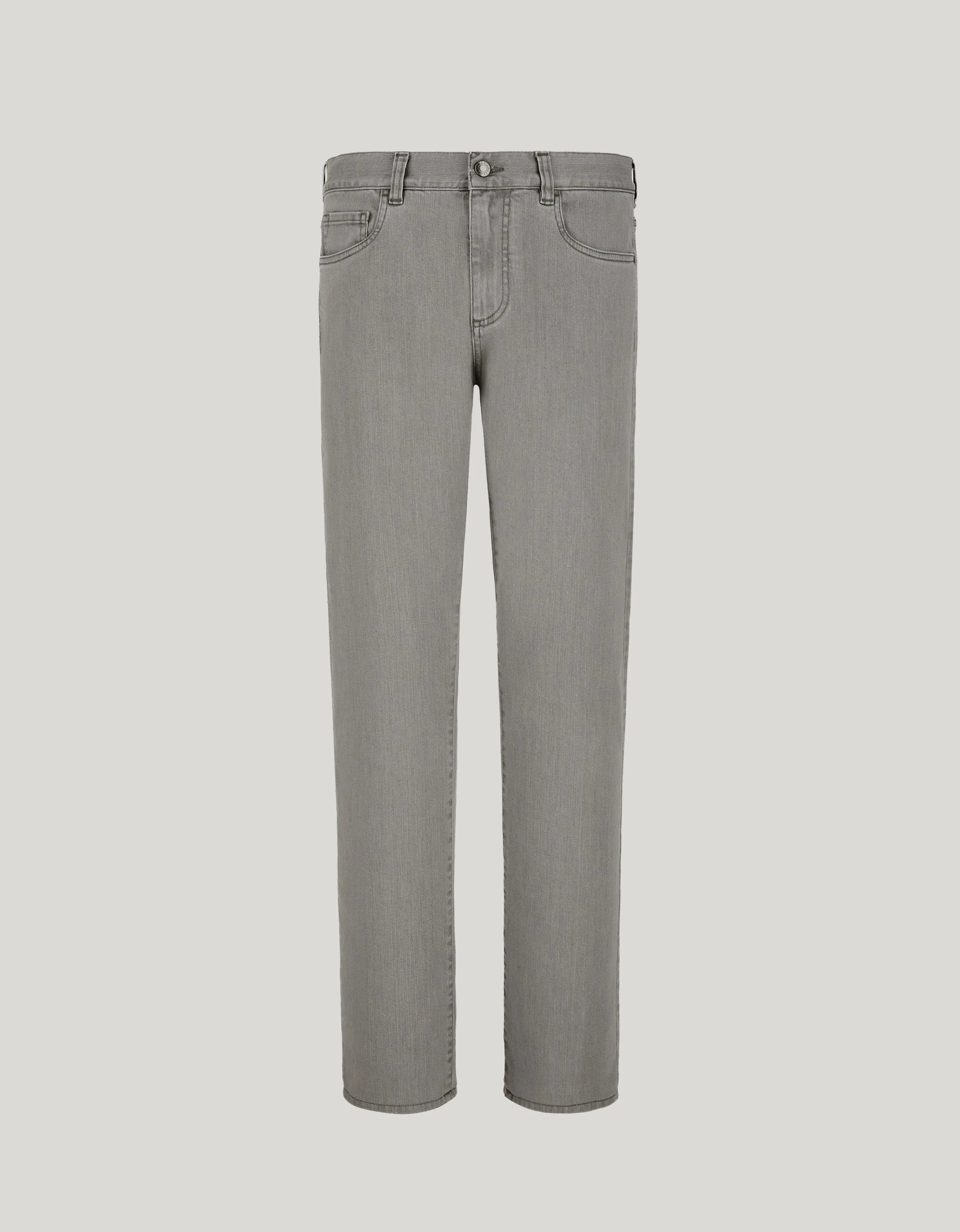 GREY FIVE-POCKET STRETCH DENIM PANTS - 1