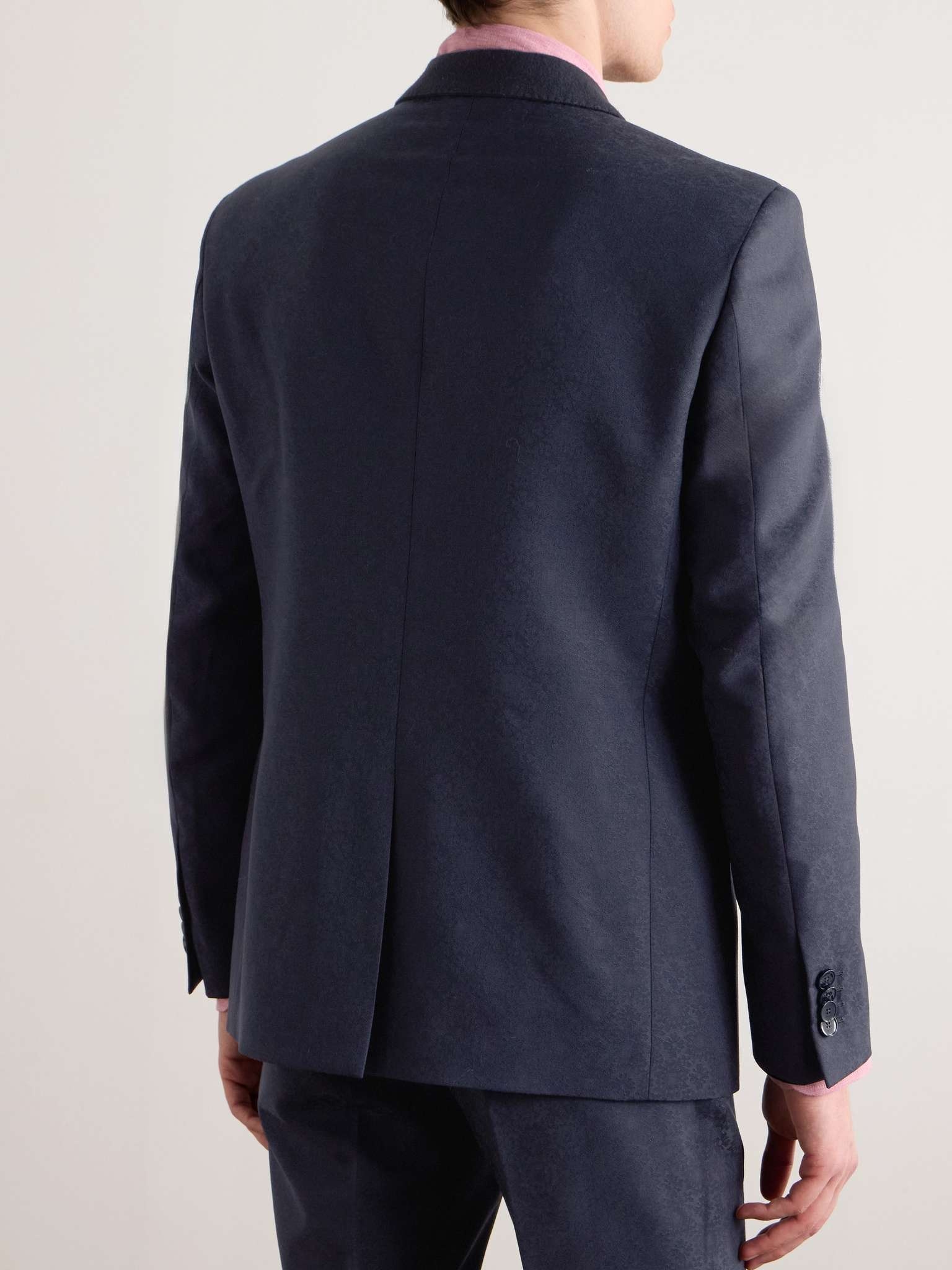 Double-Breasted Felt-Trimmed Wool-Jacquard Suit Jacket - 4