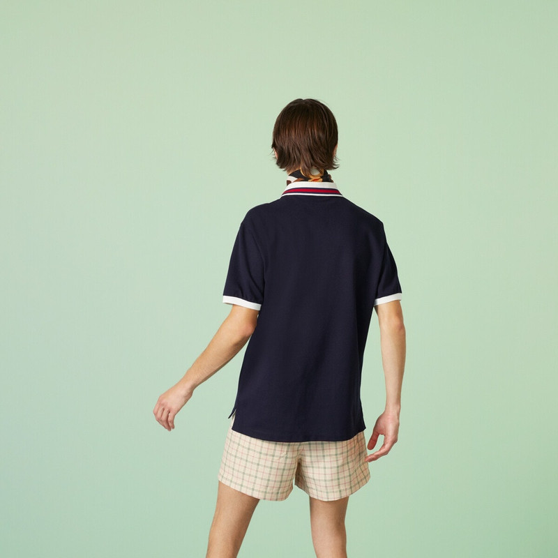 Cotton piquet polo with Double G 6
