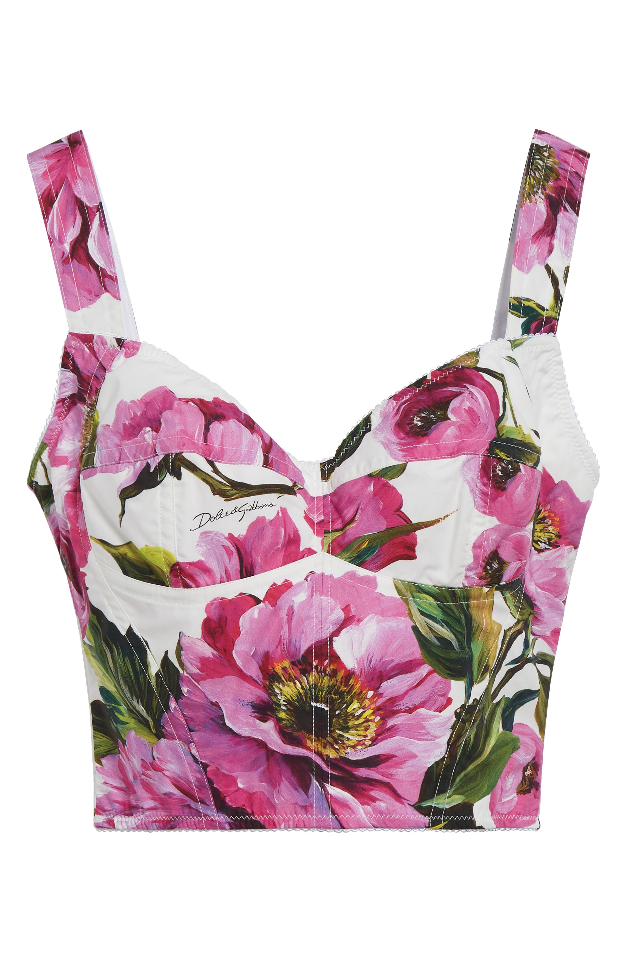 Dolce&Gabbana Peony Print Bustier Top in Ha5Kr Peonie Fuxia F.bco at Nordstrom - 6