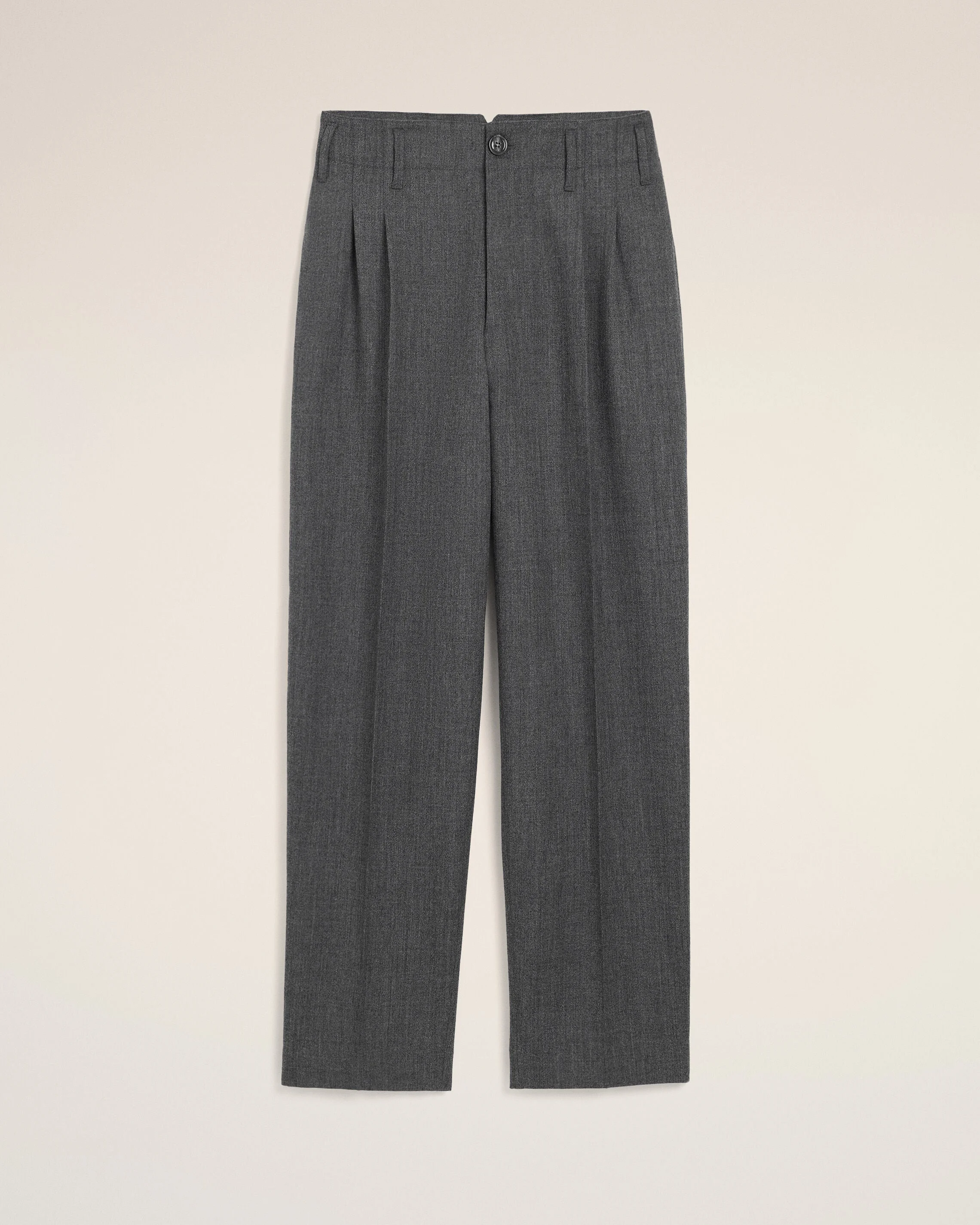GREY TWO-PLEATS WOOL TROUSERS - 1