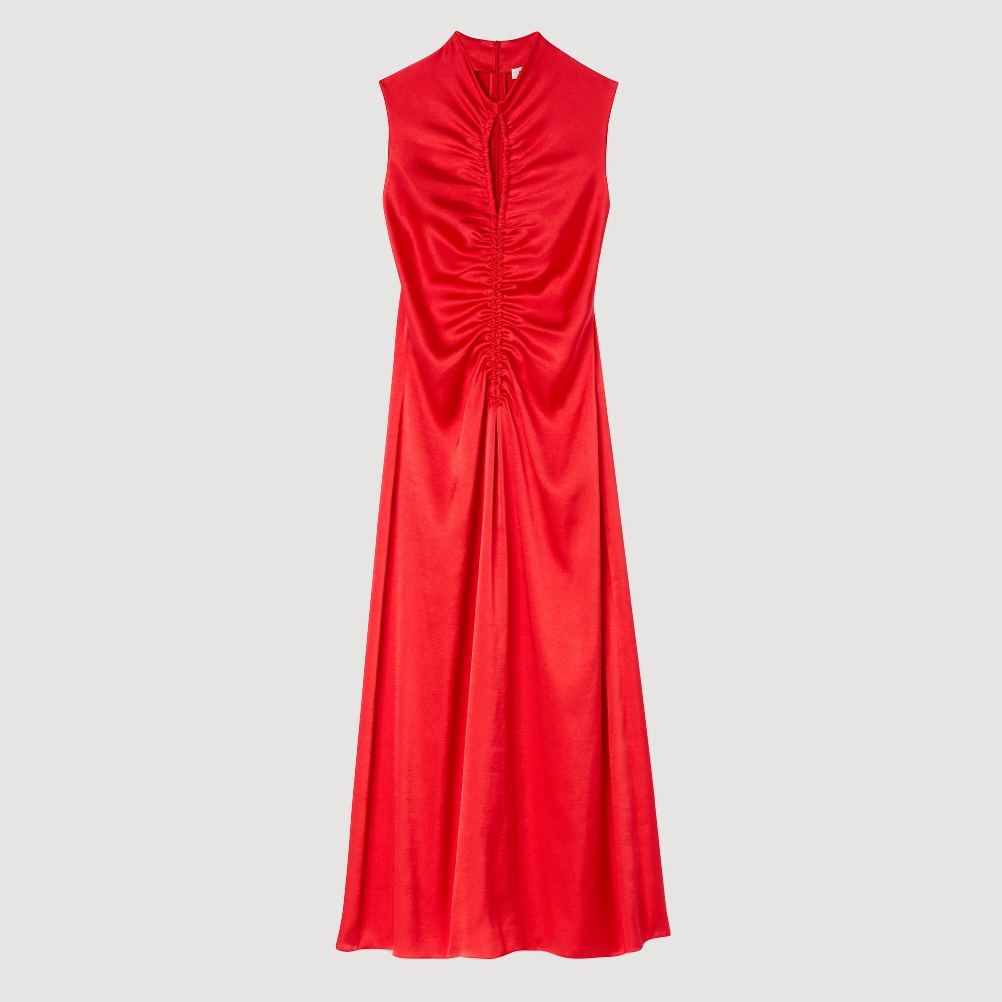 DRAPED SATIN-EFFECT DRESS - 6