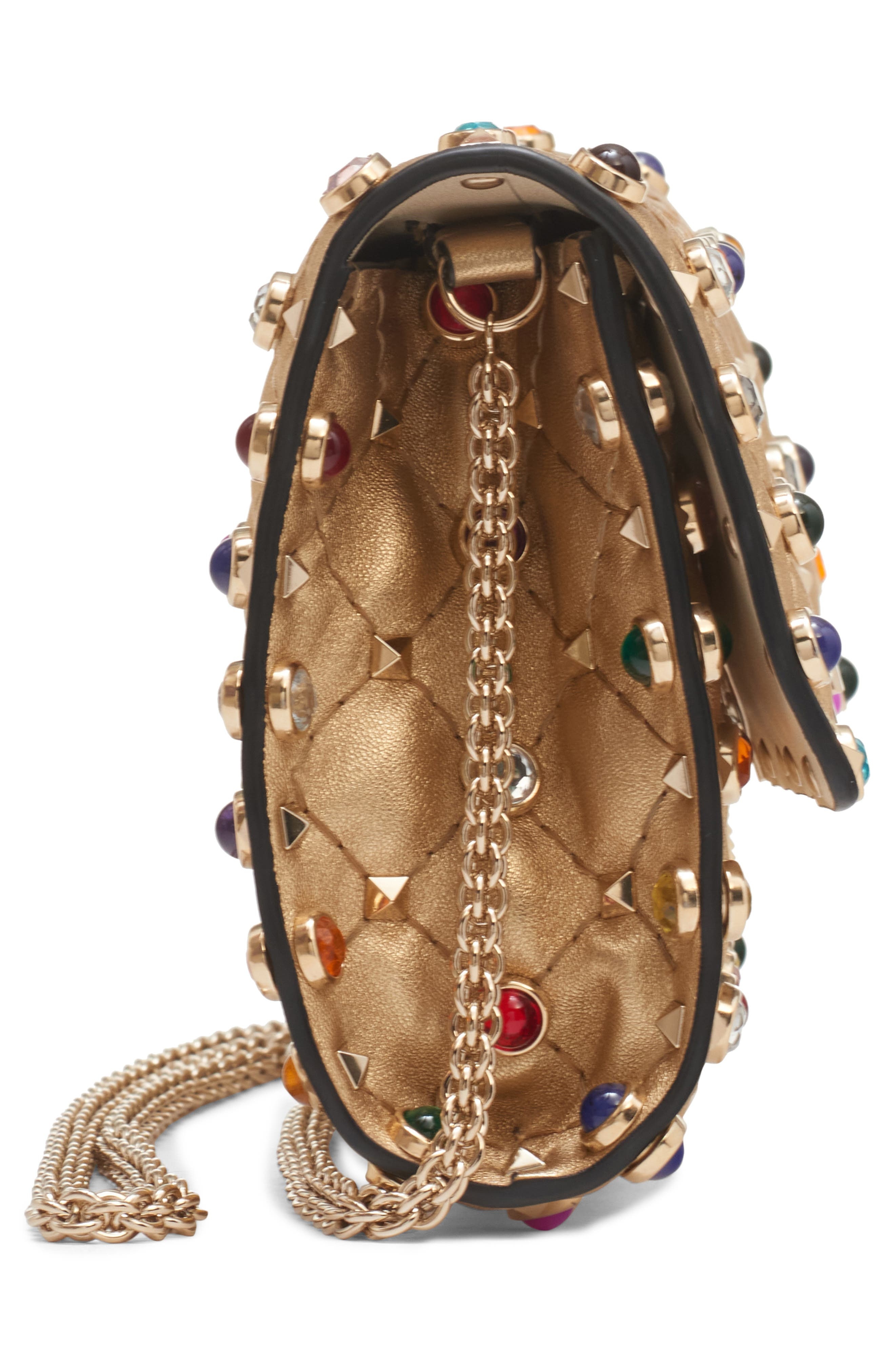 Valentino Garavani Rockstud Quilted Leather Shoulder Bag in Mekong/Soft Beige/Multicolor at Nordstro - 4