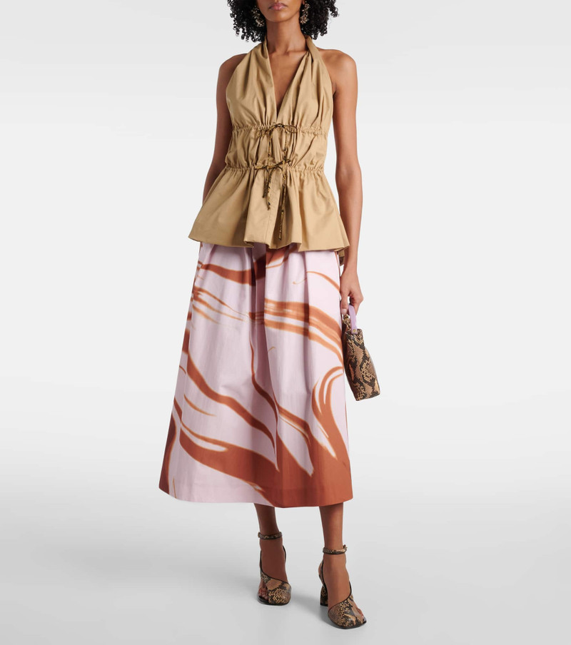 Dries Van Noten Gathered halterneck cotton poplin top outlook