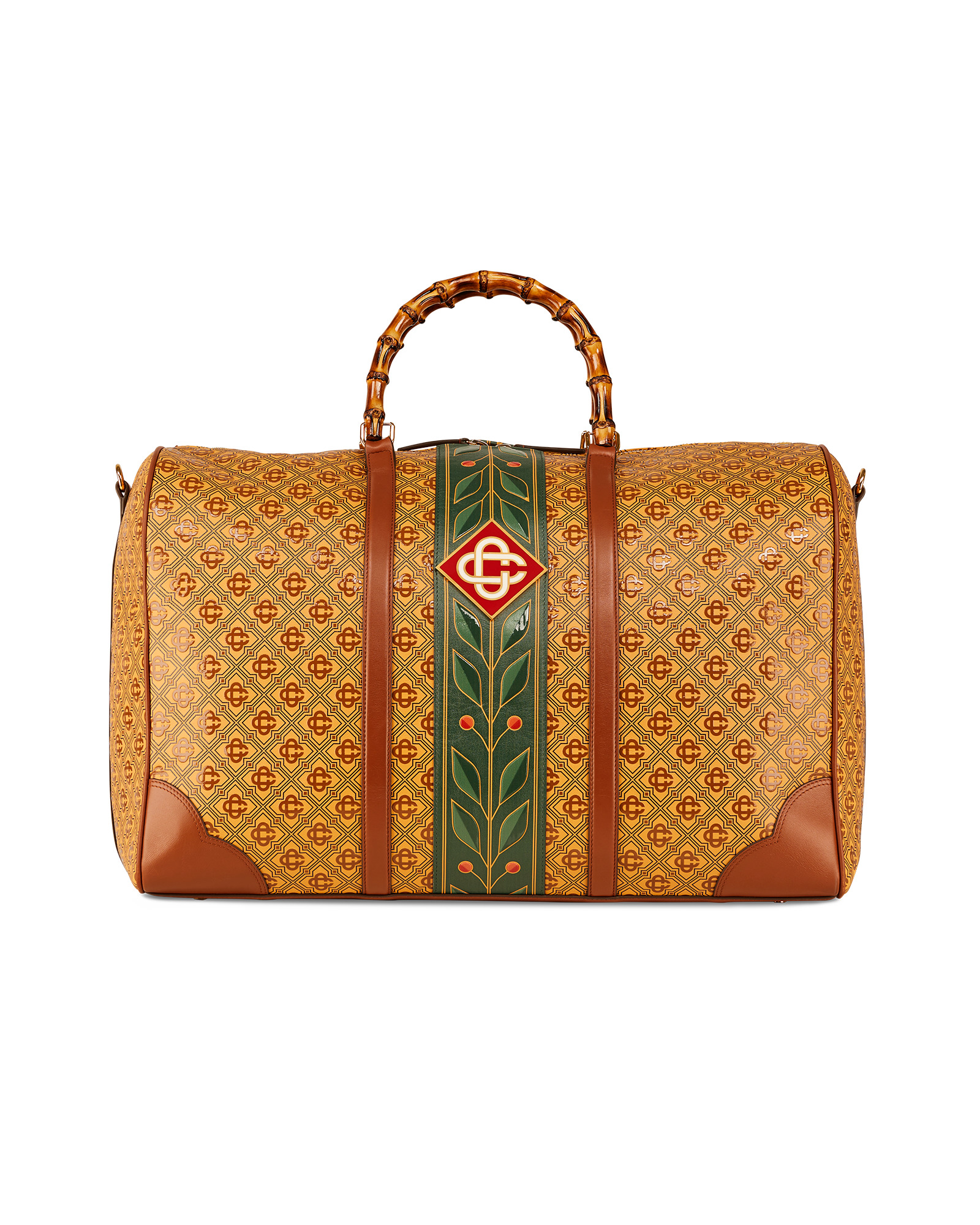 Brown Leather Diamond Monogram Grand Prix Weekender - 1