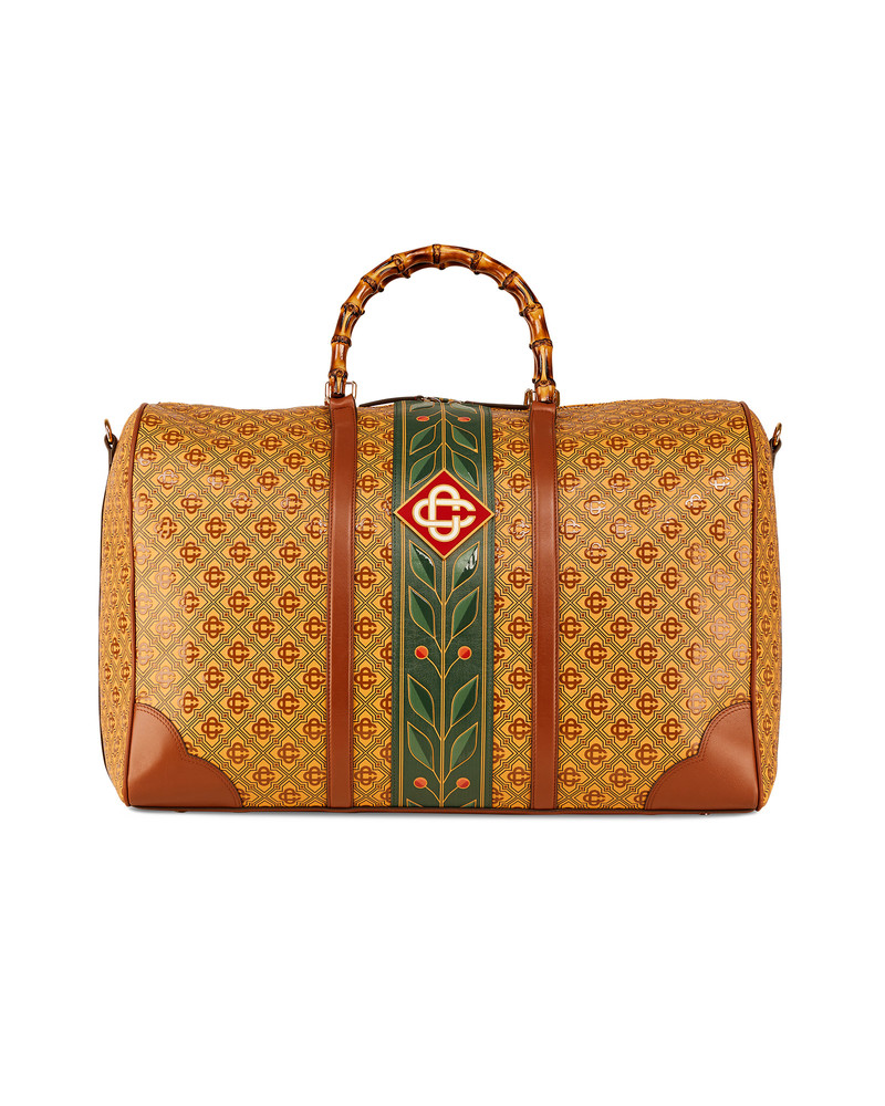 Brown Leather Diamond Monogram Grand Prix Weekender 1