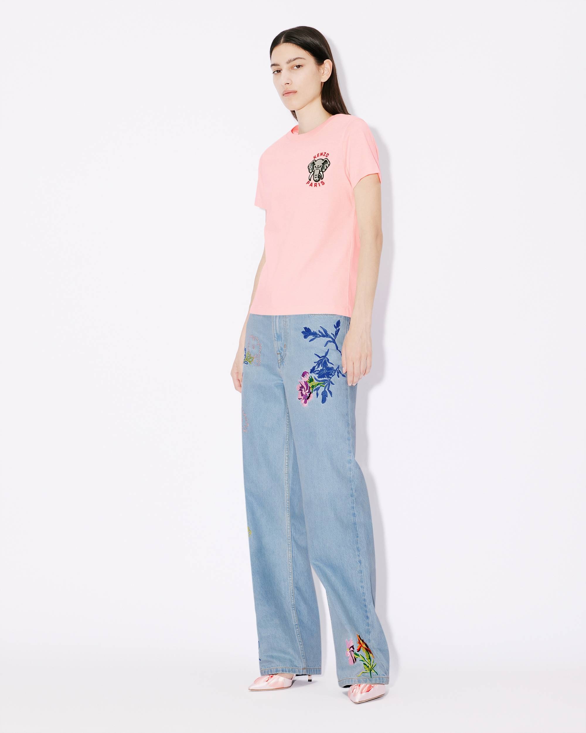 Sumire 'KENZO Drawn Flowers' embroidered cropped jeans - 3
