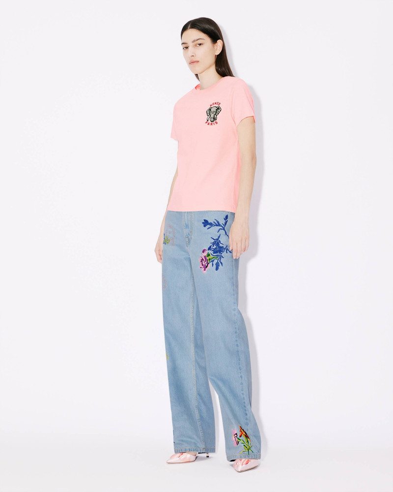 Sumire 'KENZO Drawn Flowers' embroidered cropped jeans 3