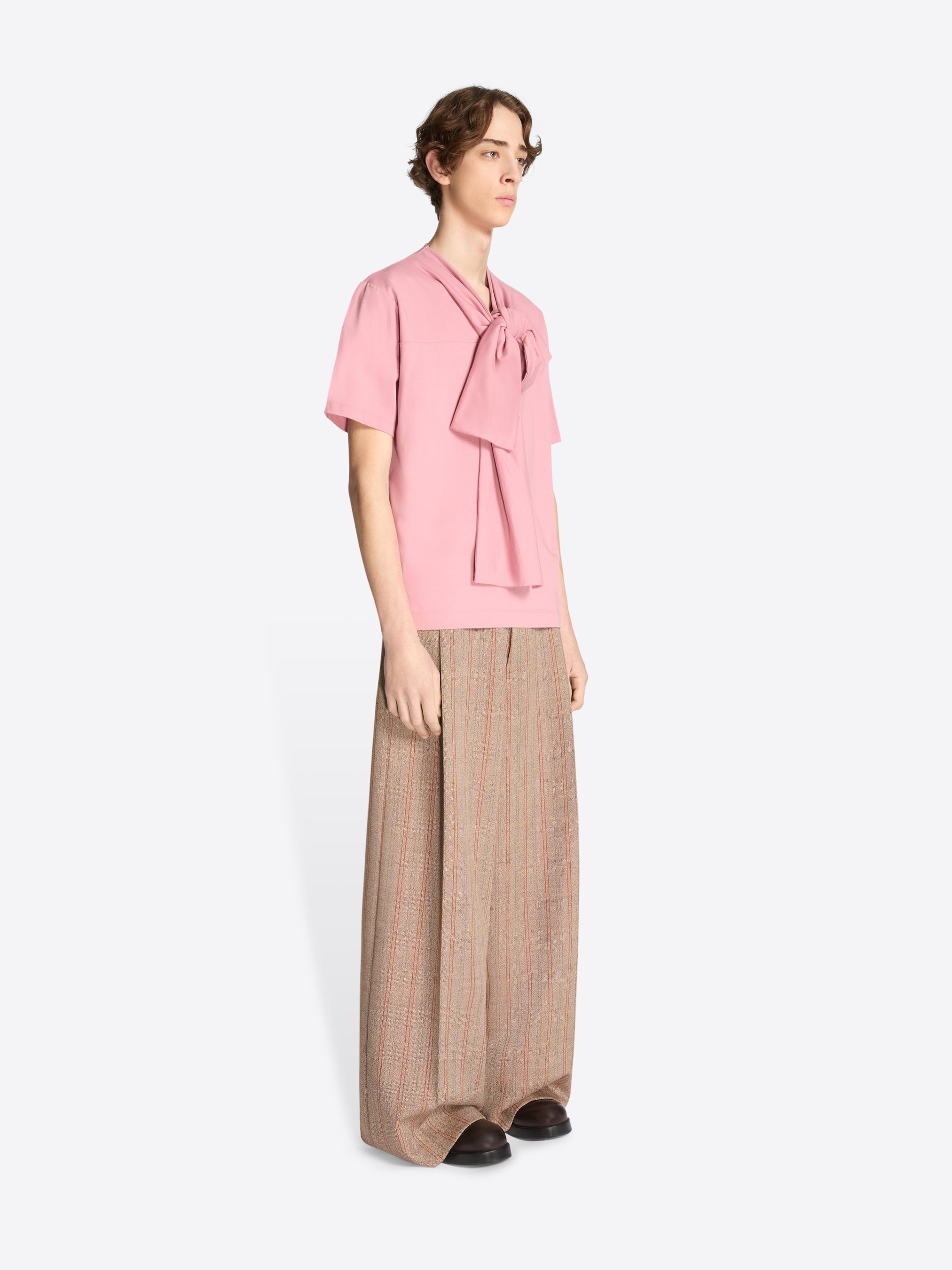 BOW NECK COTTON TEE - 3
