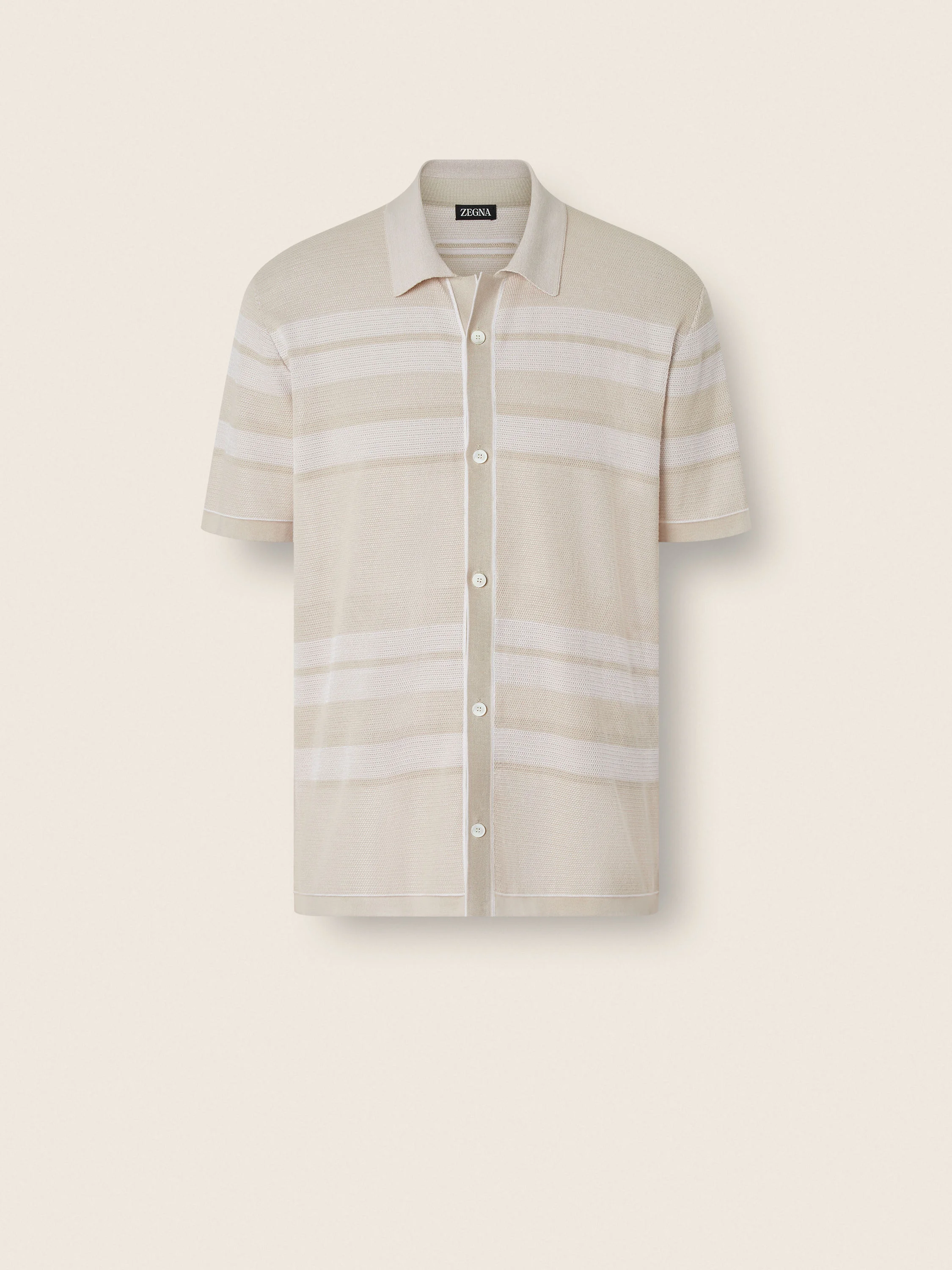 IVORY AND WHITE COTTON AND SILK SHIRT - 1