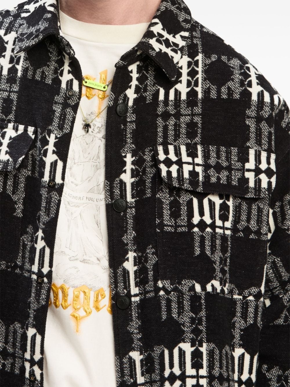 monogram-pattern cotton shirt - 6