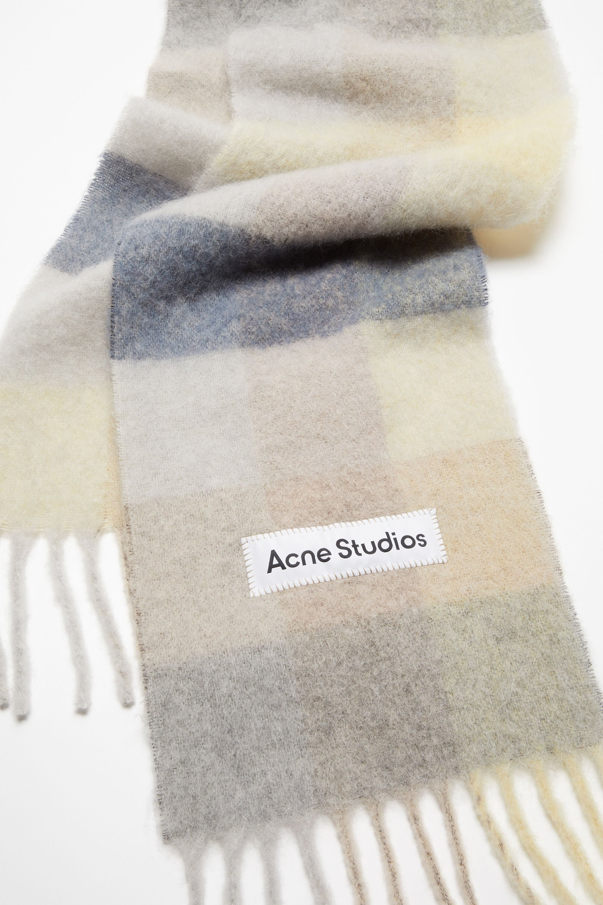 Mohair checked scarf - Vanilla/beige/lavender - 4