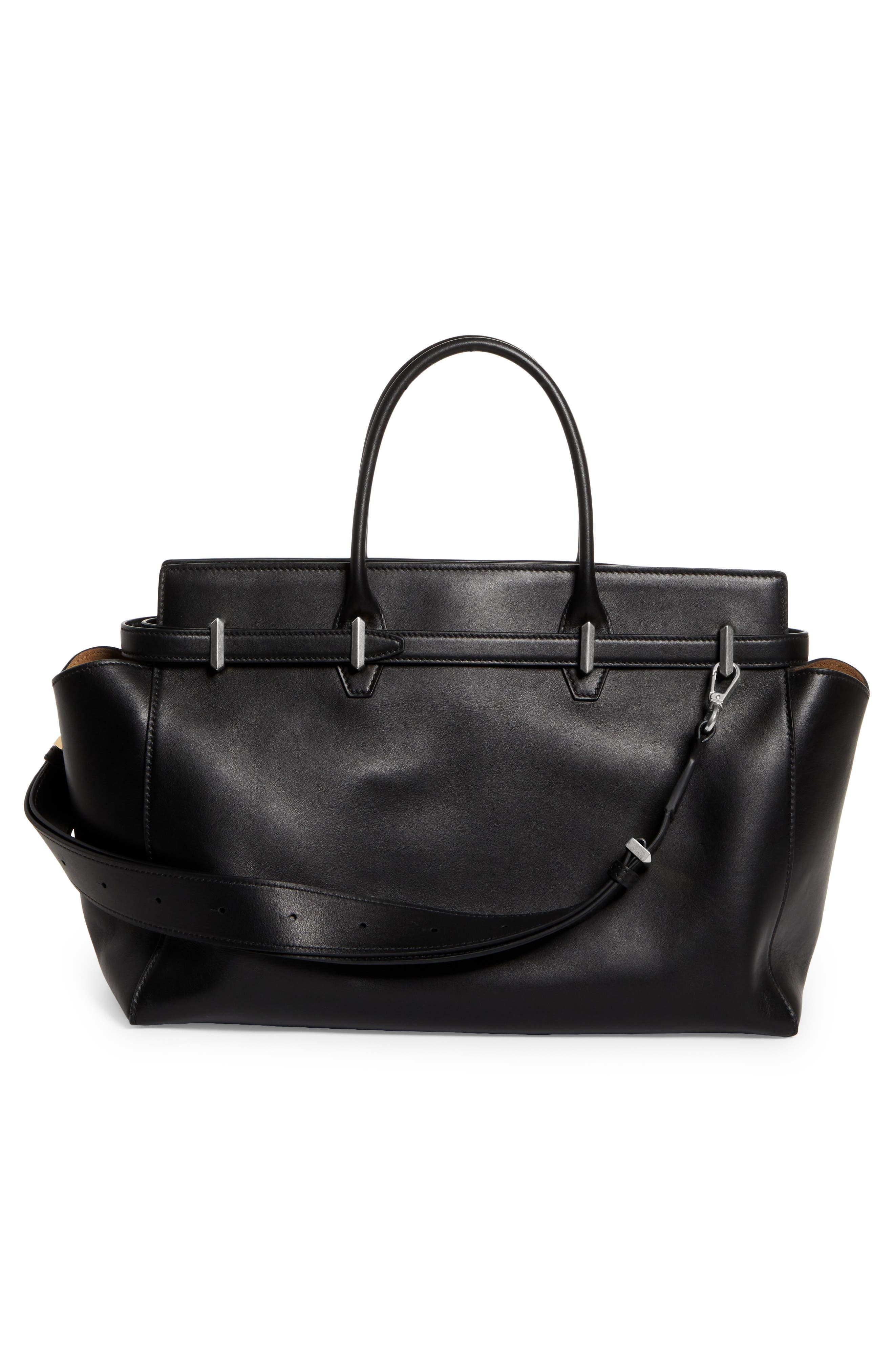 Jimmy Choo Medium Diamond Leather Belted Tote in Black/Antique Silver at Nordstrom - 4