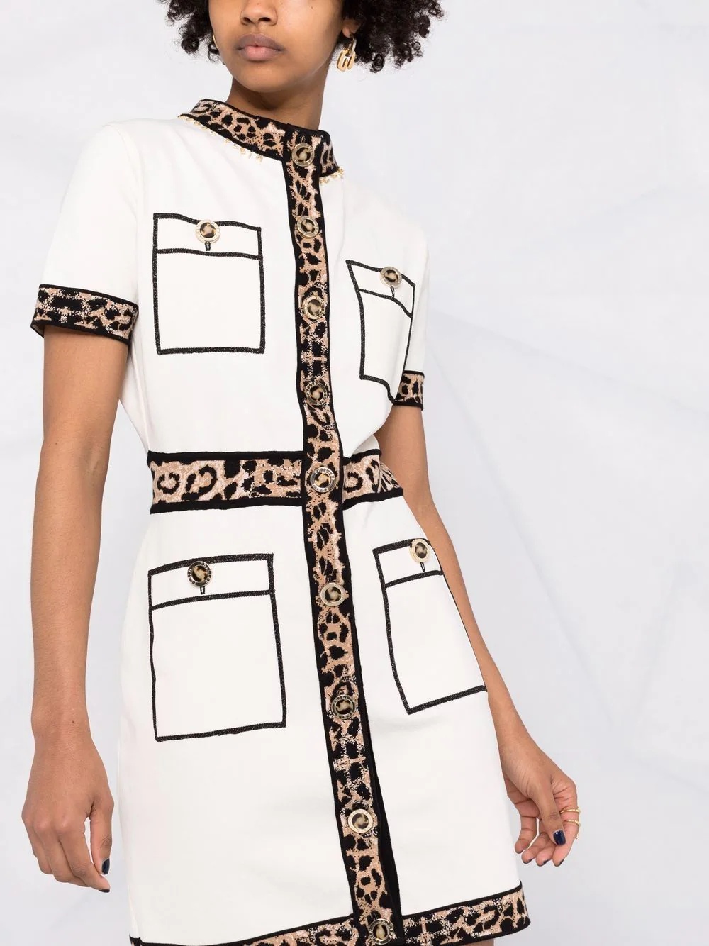 leopard trim dress - 5