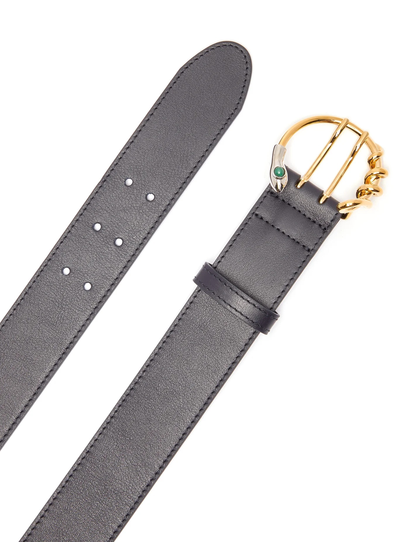 Snake C-buckle leather waist belt - 6