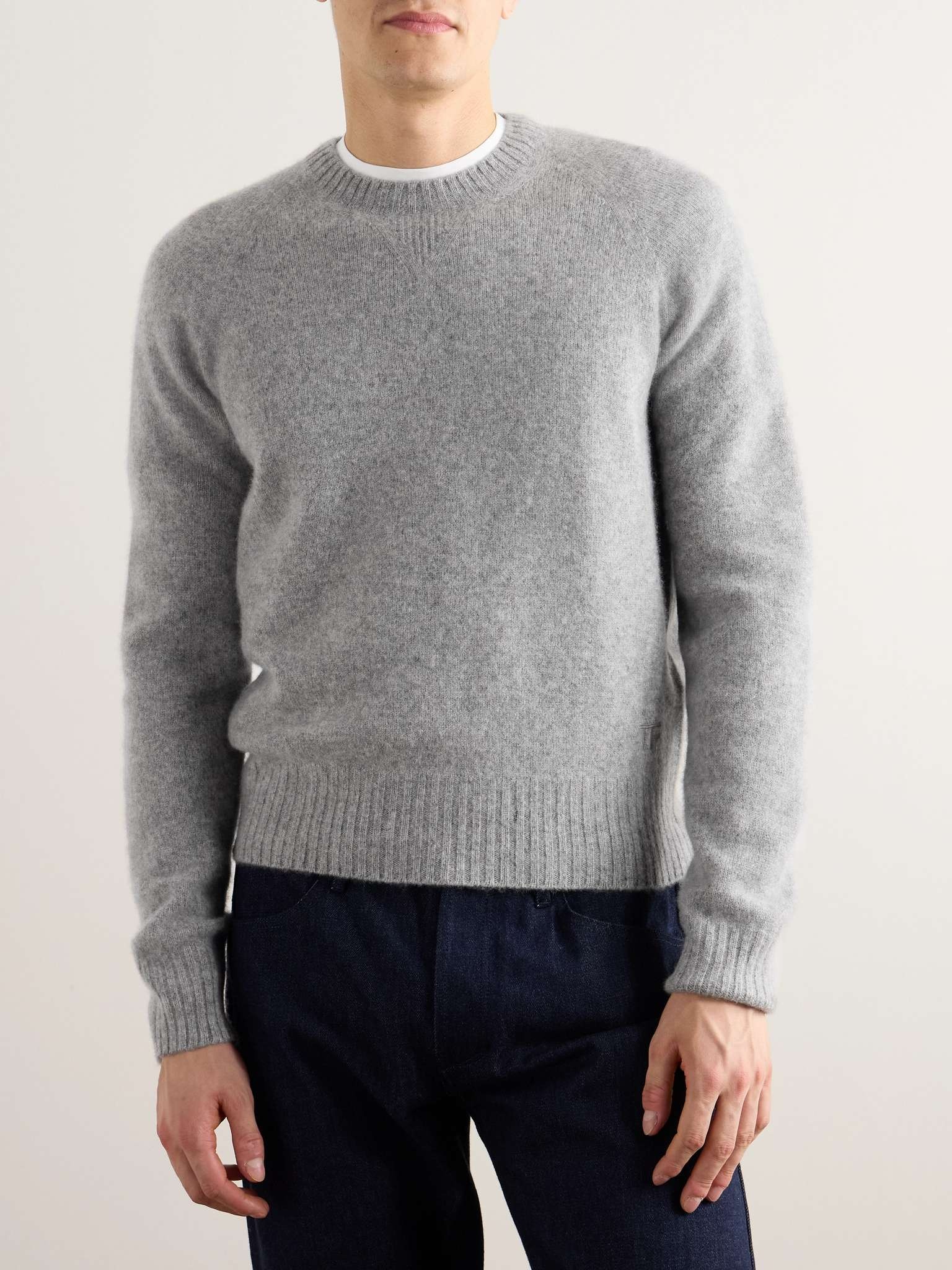 Slim-Ft Logo-Embroidered Brushed-Cashmere Sweater - 3