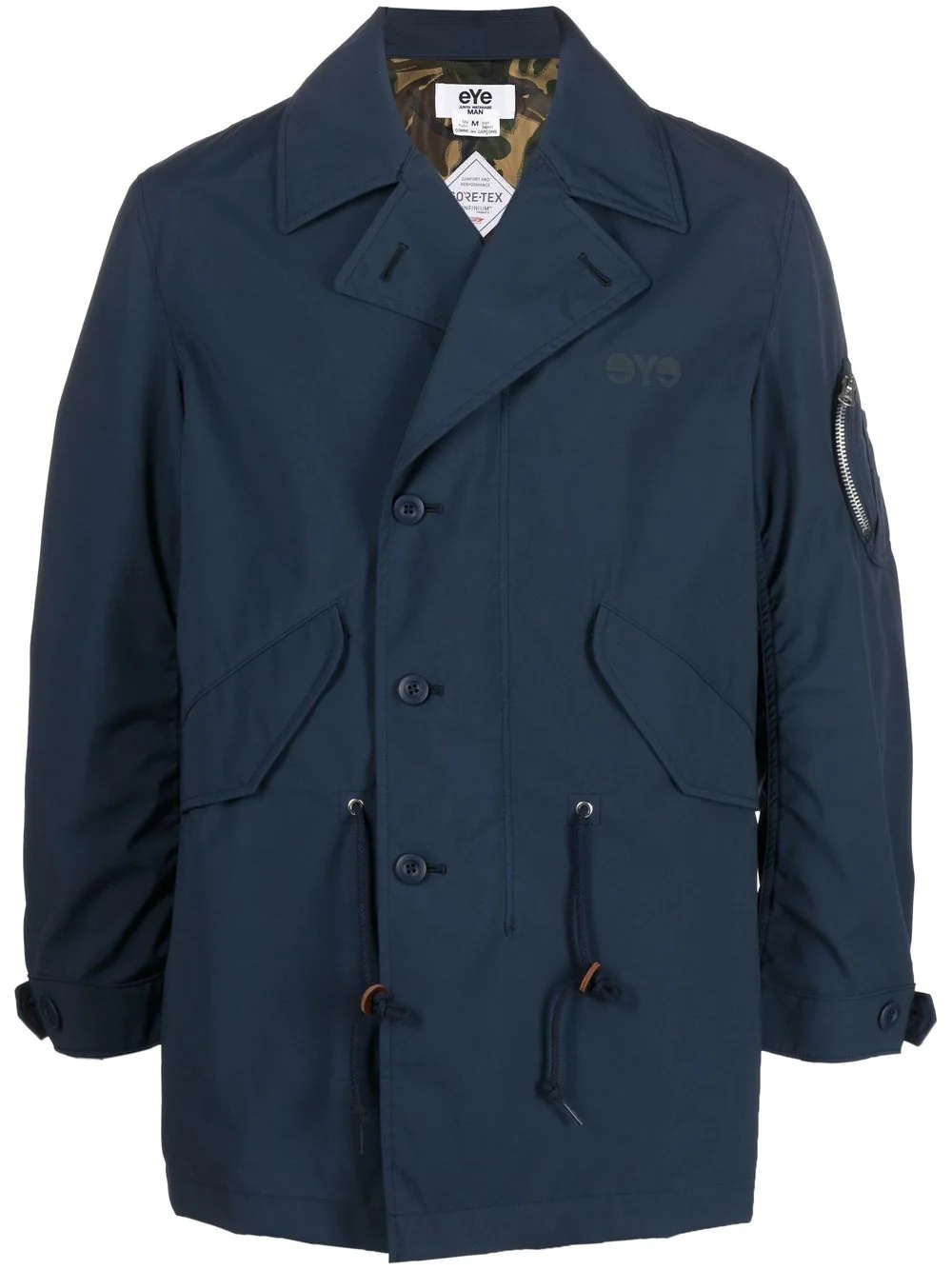 Eye drawstring single-breasted coat - 1