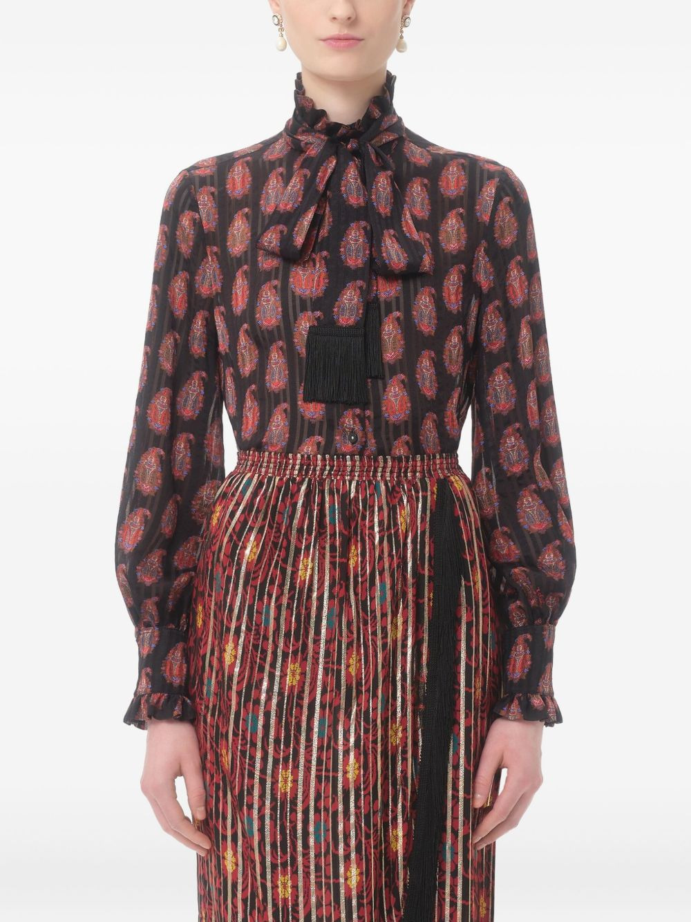 bow-tie printed blouse - 3