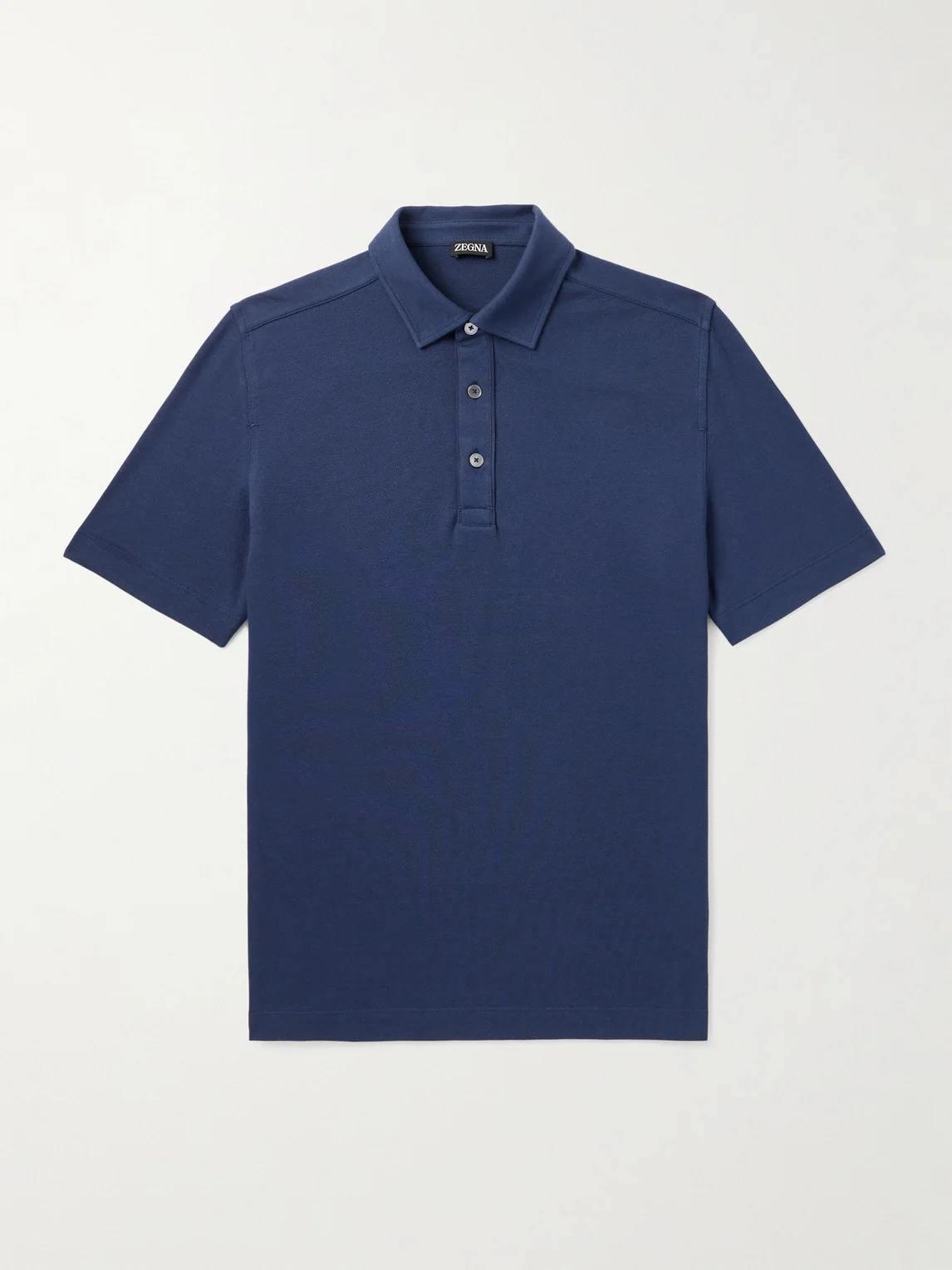 Leather-Trimmed Cotton-Piqué Polo Shirt - 1
