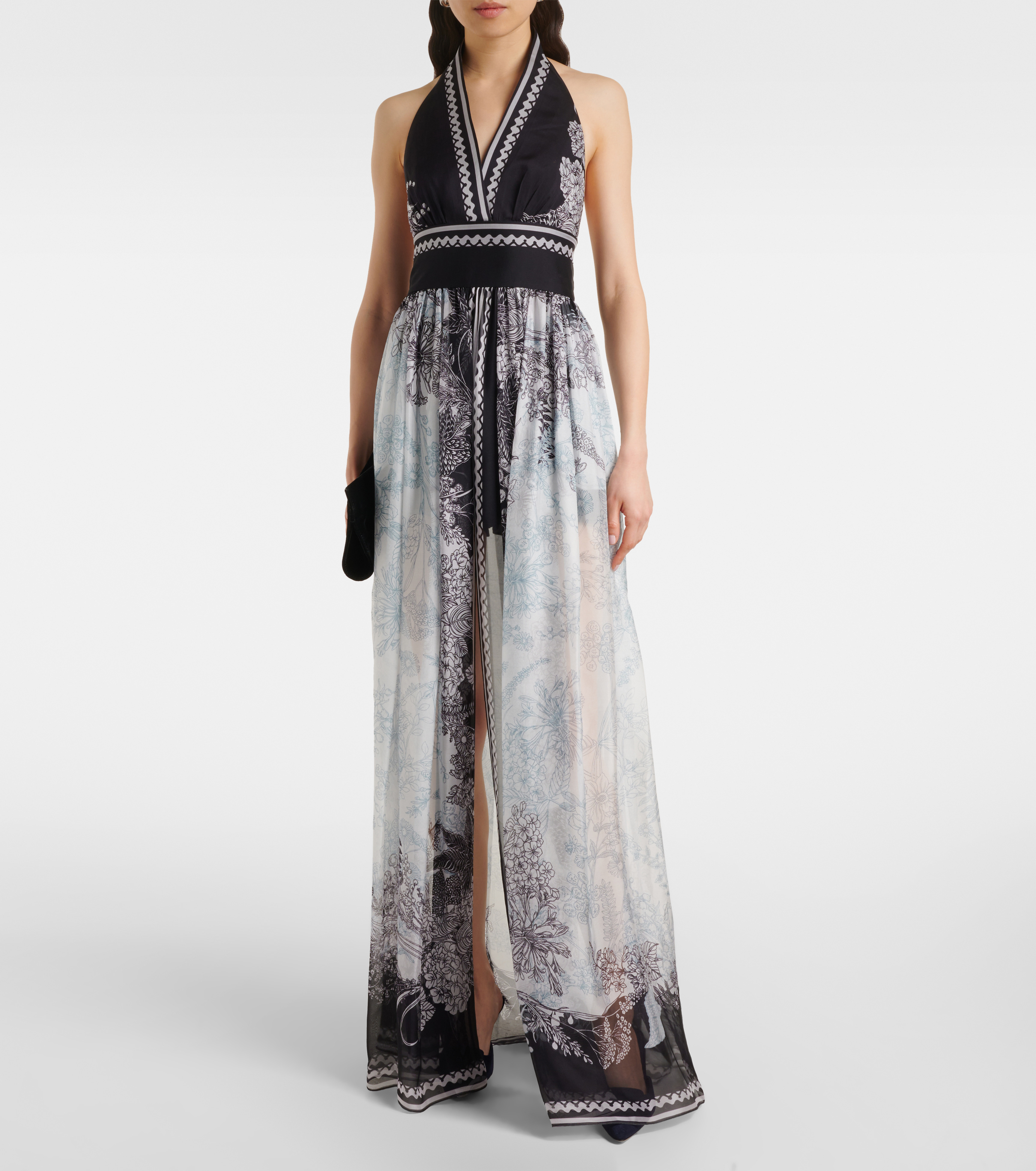 Printed silk chiffon maxi dress - 2