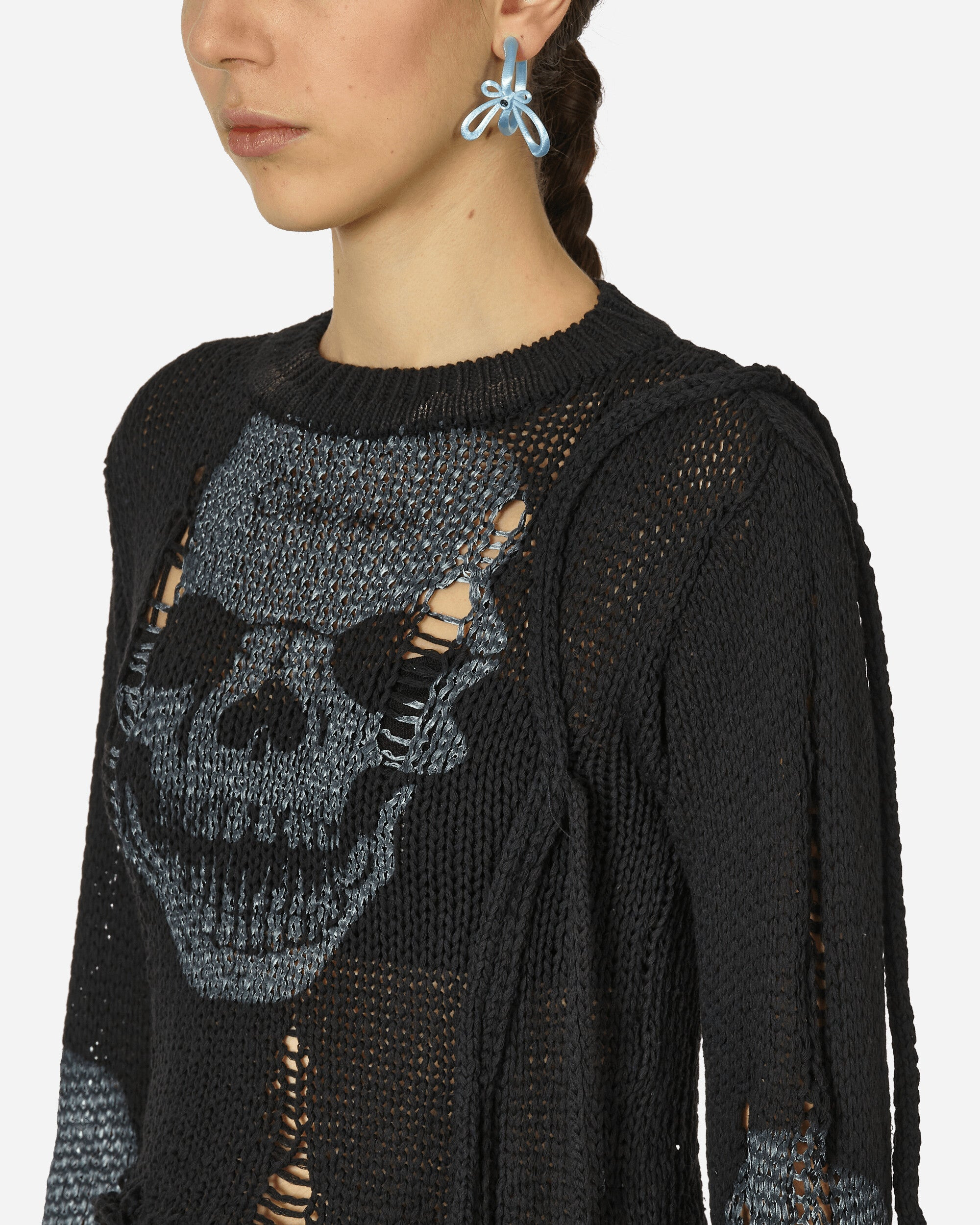 Distressed Knit Longsleeve Sweater Black - 5