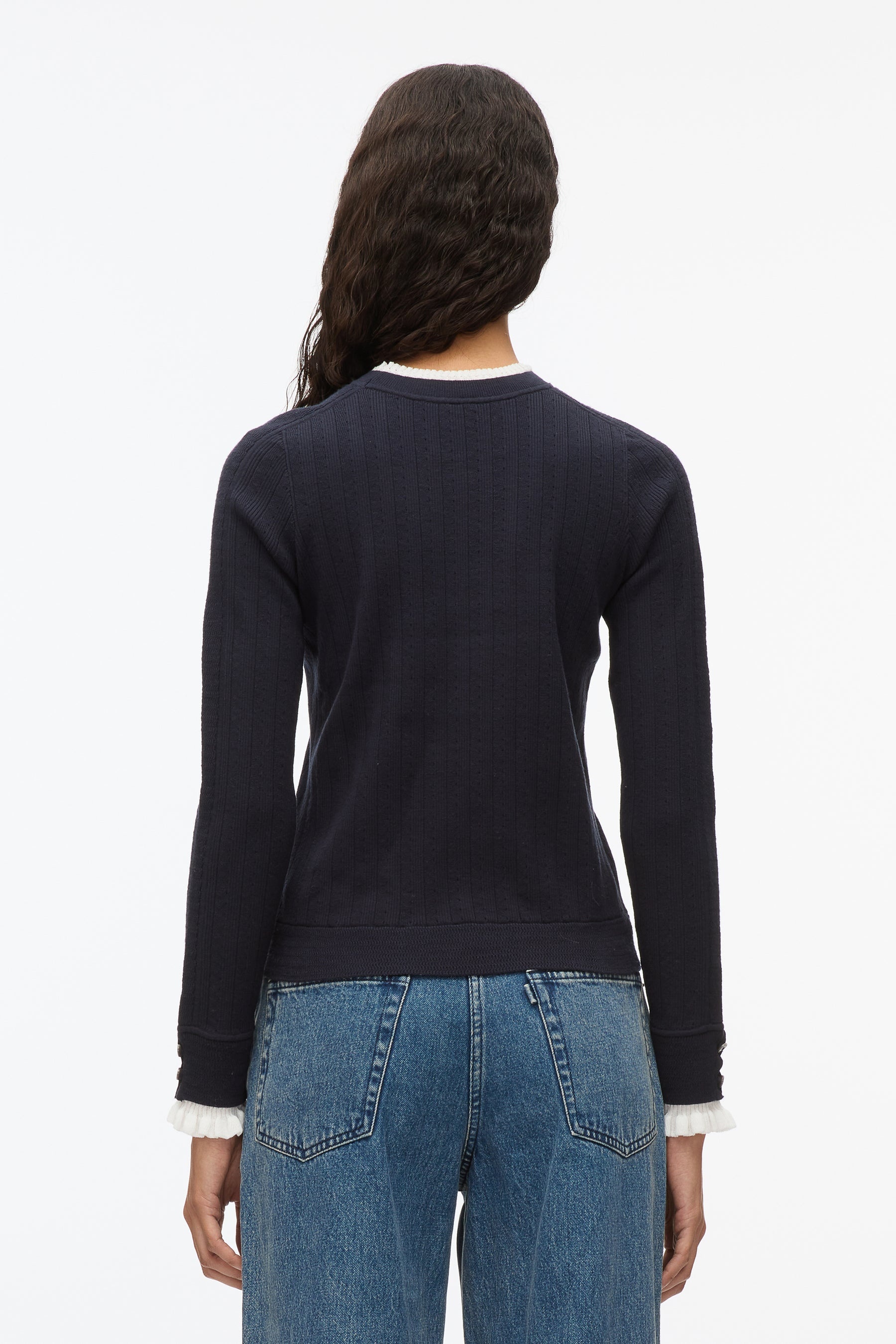 Fluid Rib Sweater with Ruffle Cuff - 4