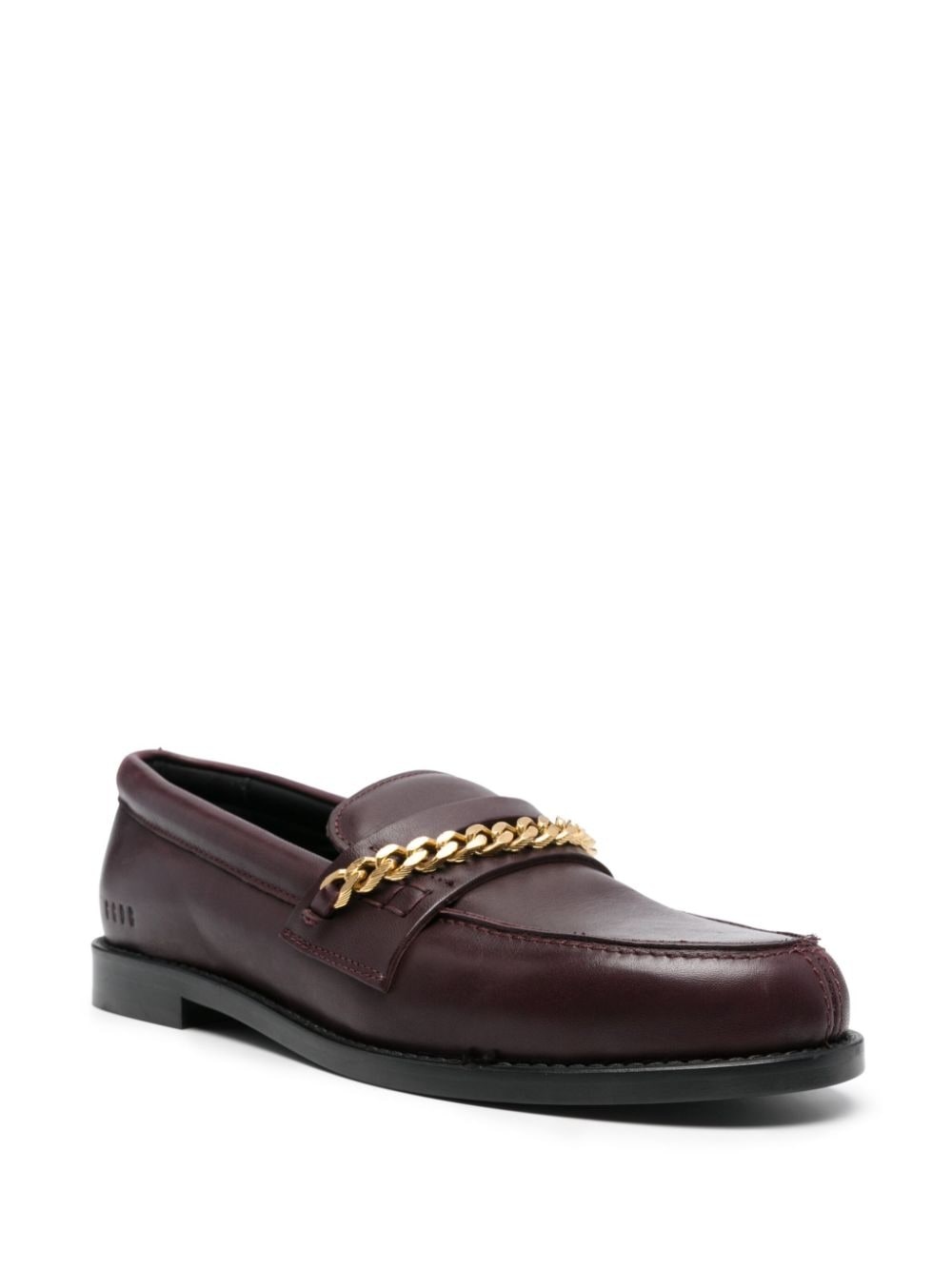 chain-link leather loafers - 2