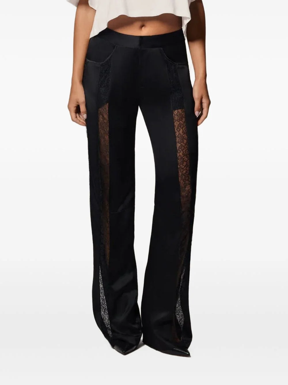 Petite Fleur lace-panel trousers - 1