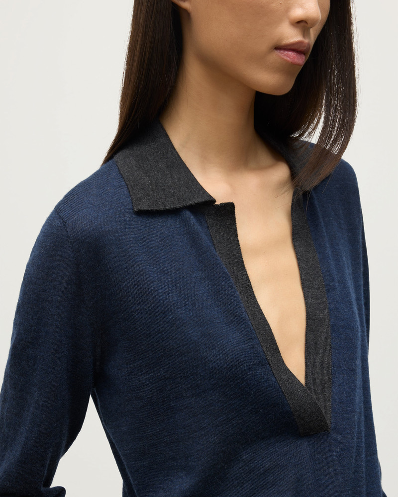 Dee Navy & Grey Superfine Cashmere Shirt 6