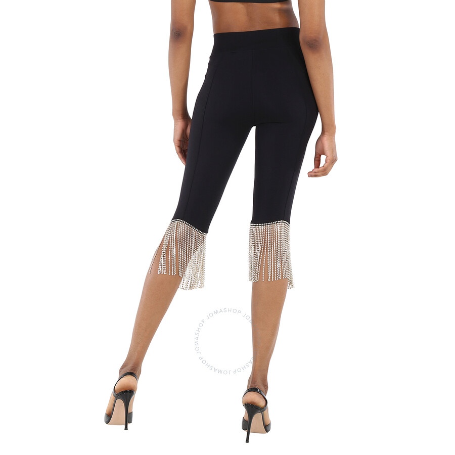 Burberry Ladies Black Charente Crystal Fringed Stretch Jersey Leggings - 3