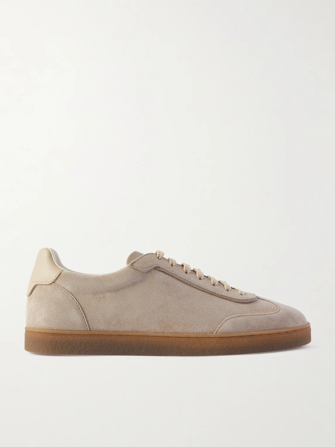 Leather-Trimmed Suede Sneakers - 1