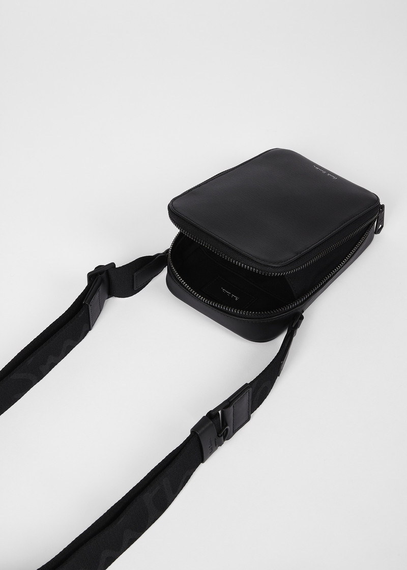 Black Straw-Grain Embossed Leather Flight Bag 3