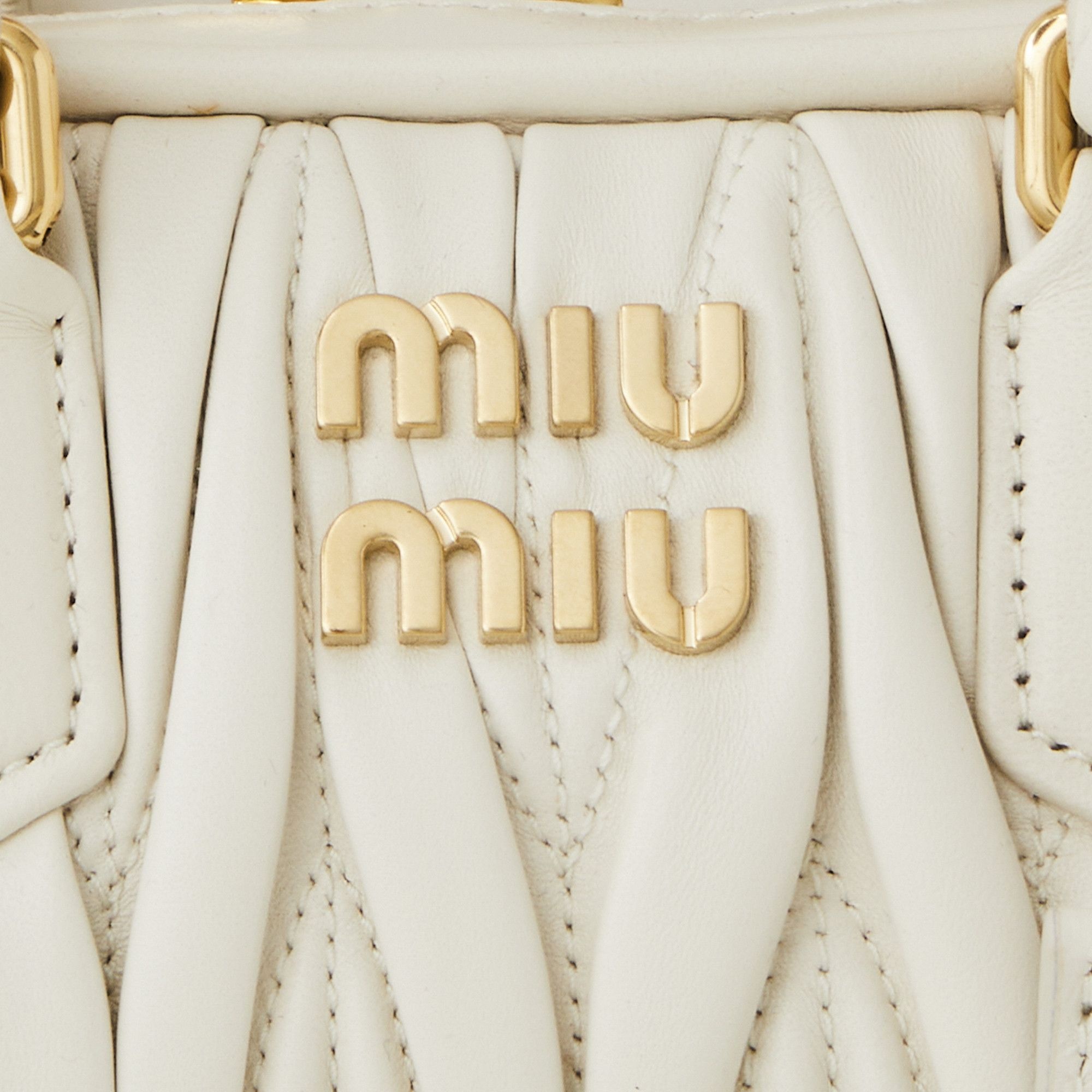 Miu Miu Arcadie Matelassé Nappa Leather Mini-Bag 'White' - 3