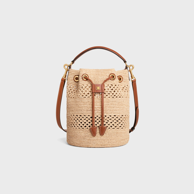 CLARA CELINE CLASSIC PANIER in RAFFIA AND CALFSKIN 1