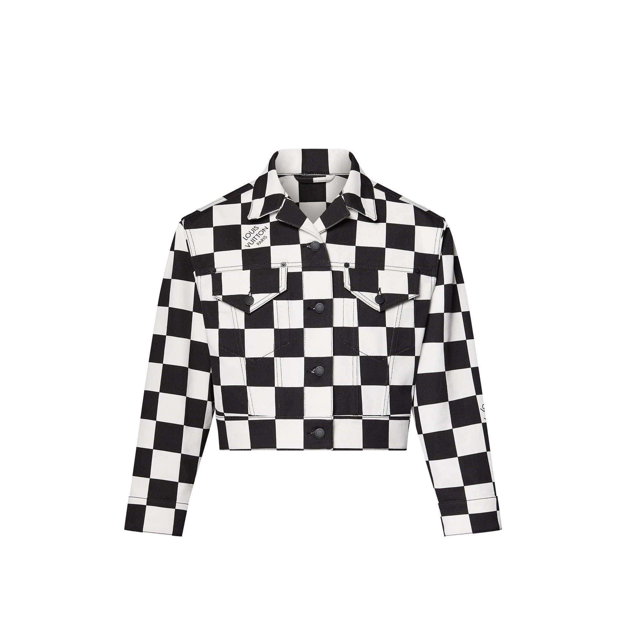 Cropped Damier Denim Jacket - 1