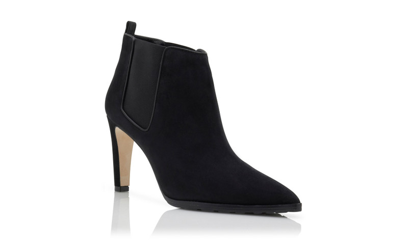 Black Kid Suede Heeled Chelsea Boots 3